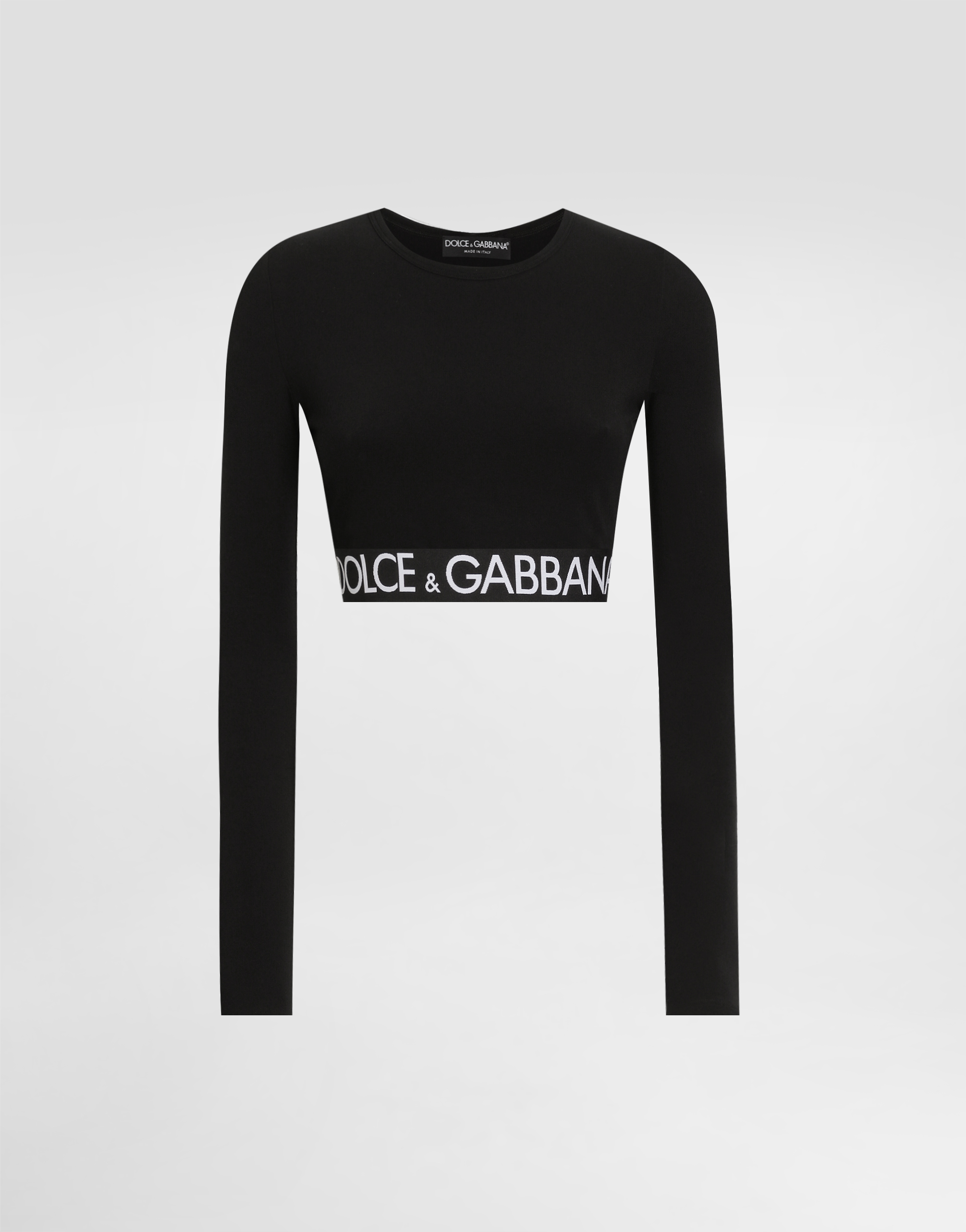 Dolce & Gabbana Long-sleeved Jersey Top With Branded Elastic In Multi