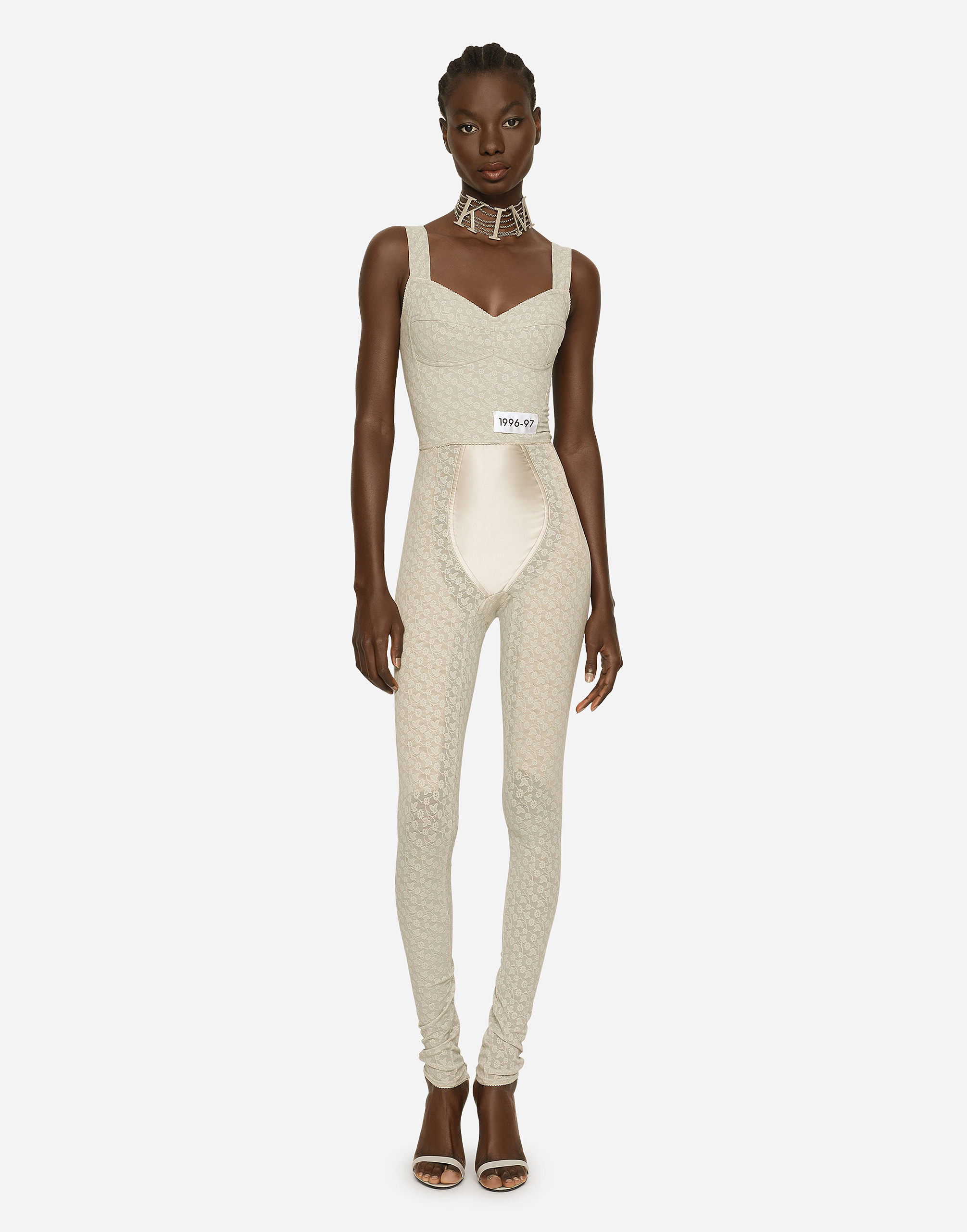 DOLCE & GABBANA FLORAL JACQUARD MARQUISETTE AND SATIN LEGGINGS