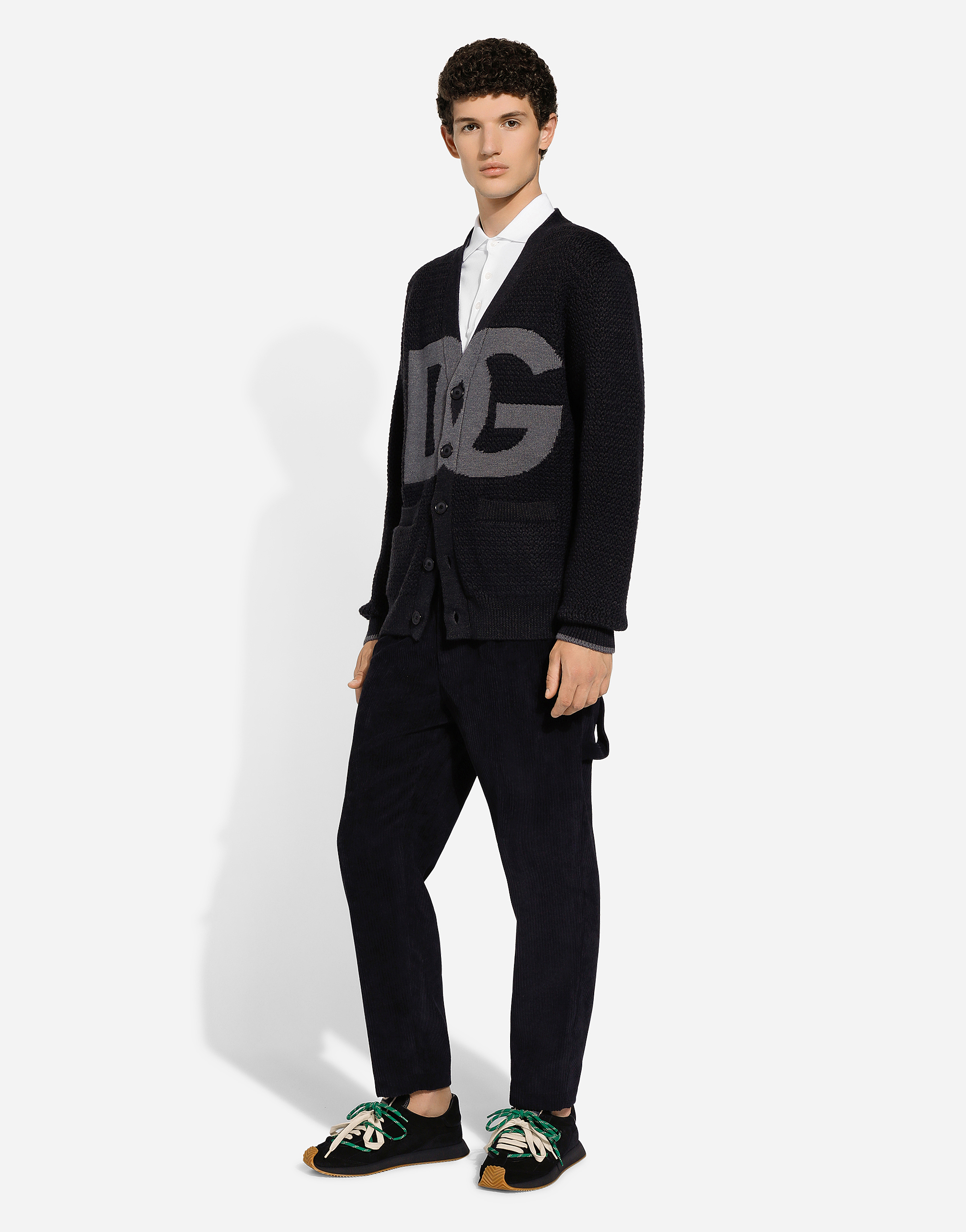 Dolce & Gabbana Gray Hand-knit Wool Cardigan In Grey