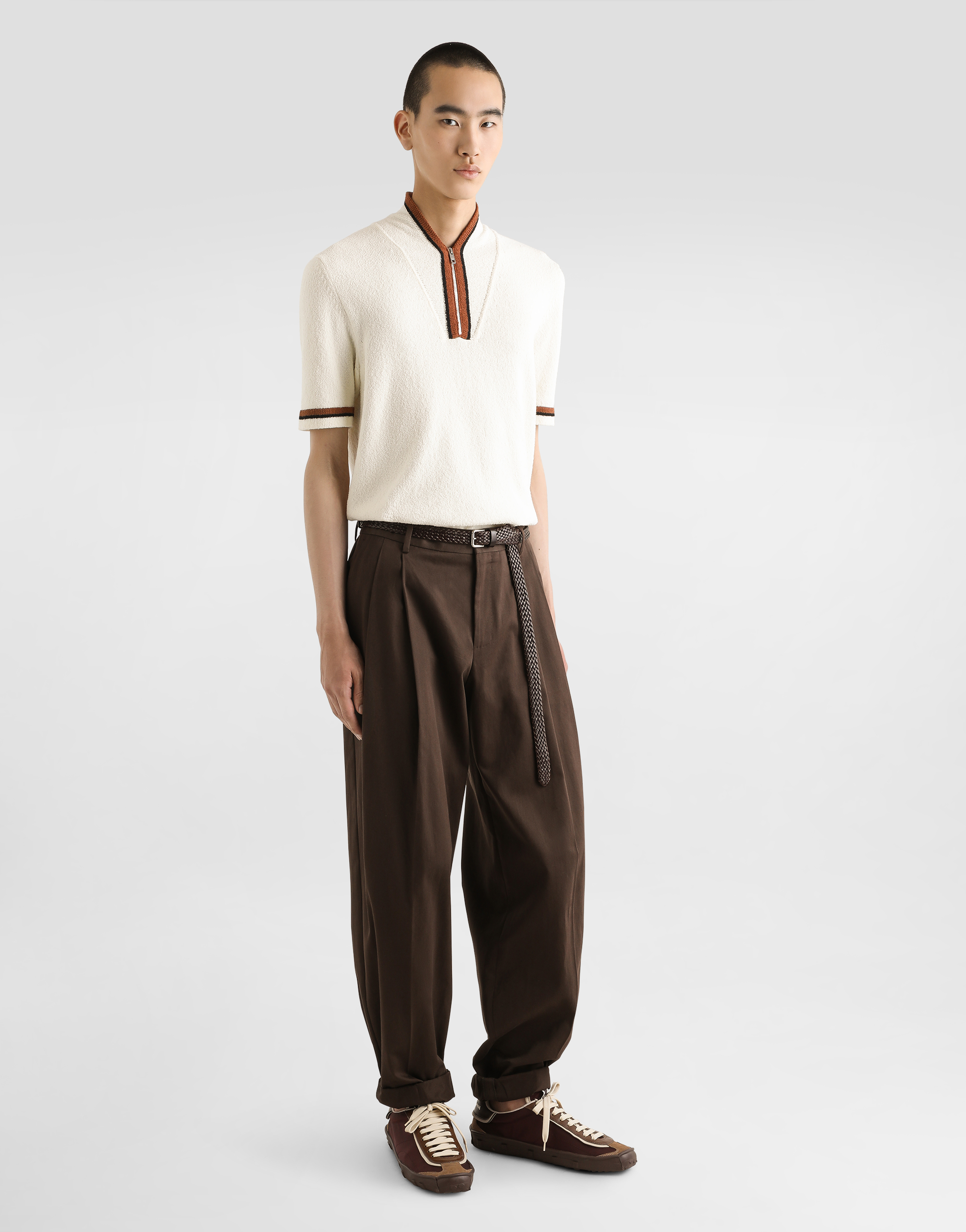 Dolce & Gabbana Sweater Cotton Blend Contrast Trim In White