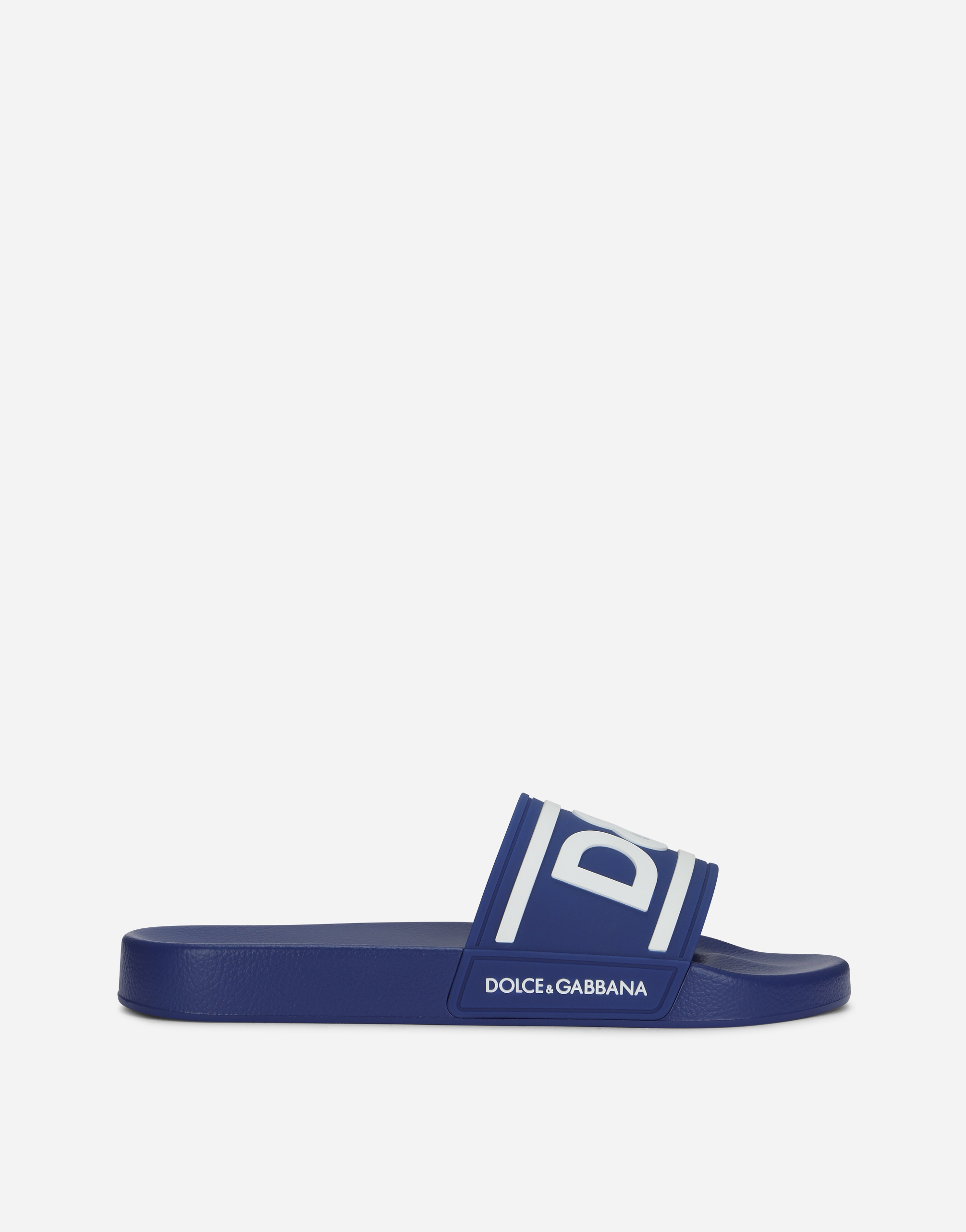 Dolce & Gabbana Rubber Beachwear Sliders With Dg Logo In Multicolor