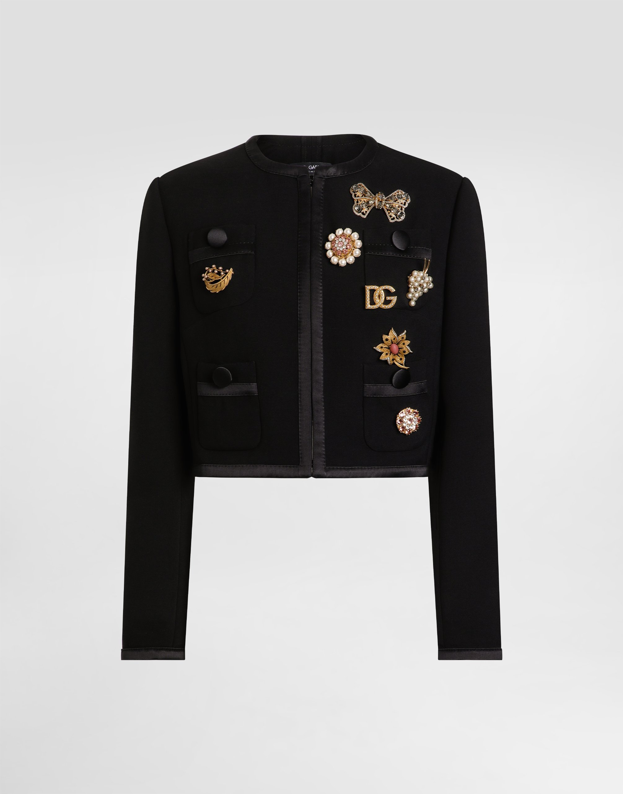 Dolce & Gabbana Double Crêpe Wool Jacket In Black