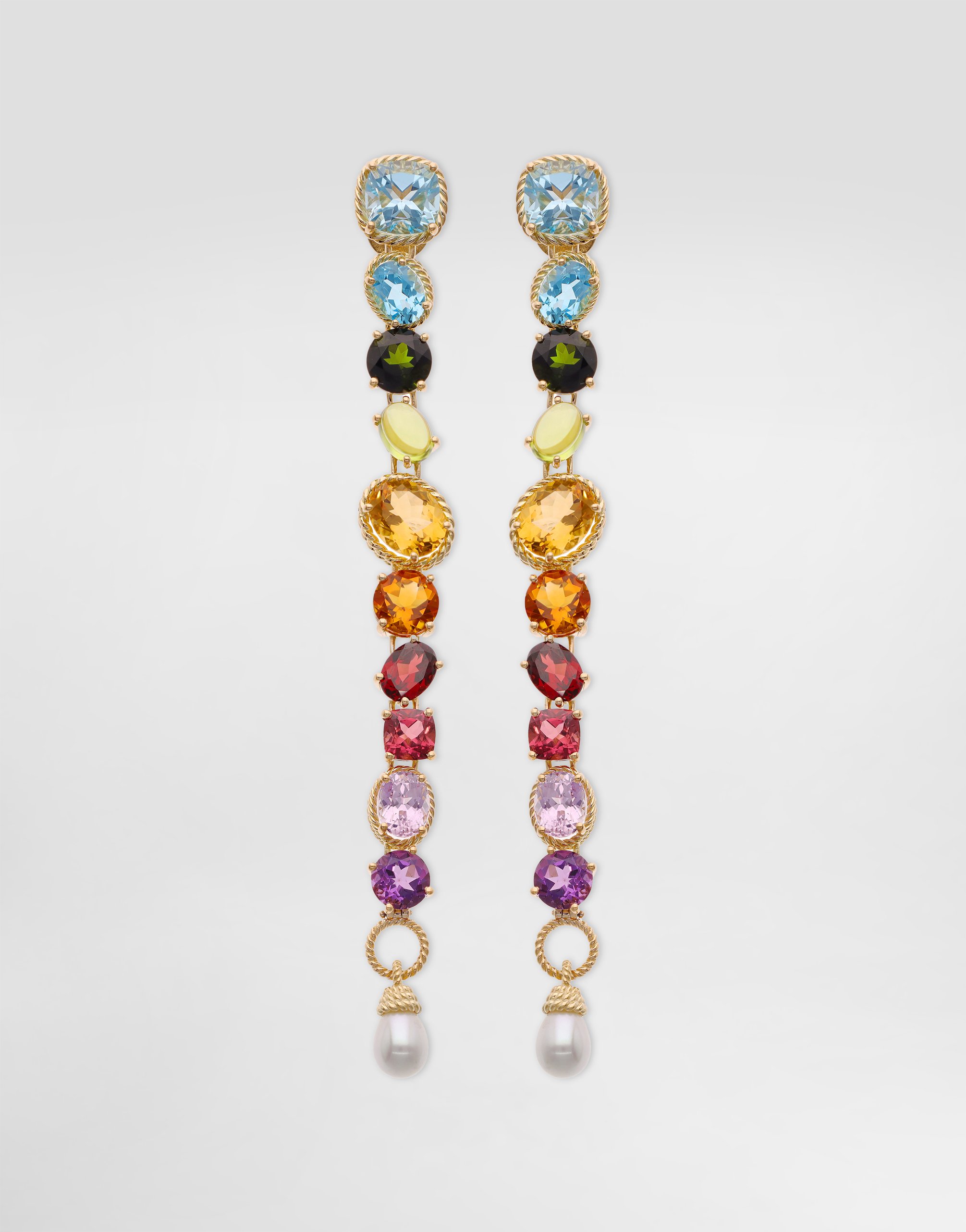 Rainbow Earrings 18-carat yellow gold and multicolored gems