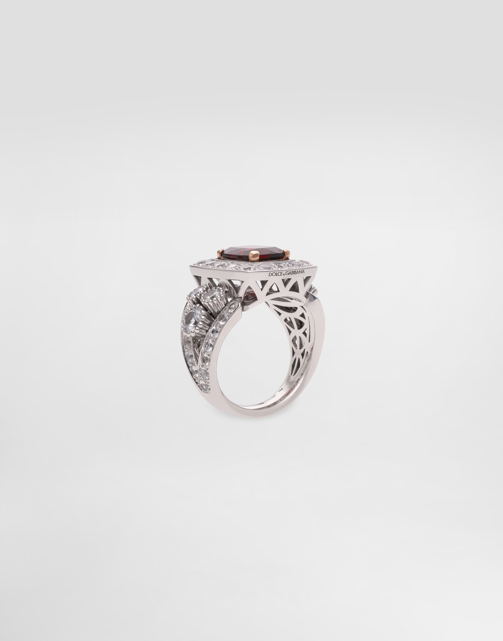 Dolce & Gabbana Eleganza Ring 18-carat White And Rose Gold, Garnet, And Sapphires In White