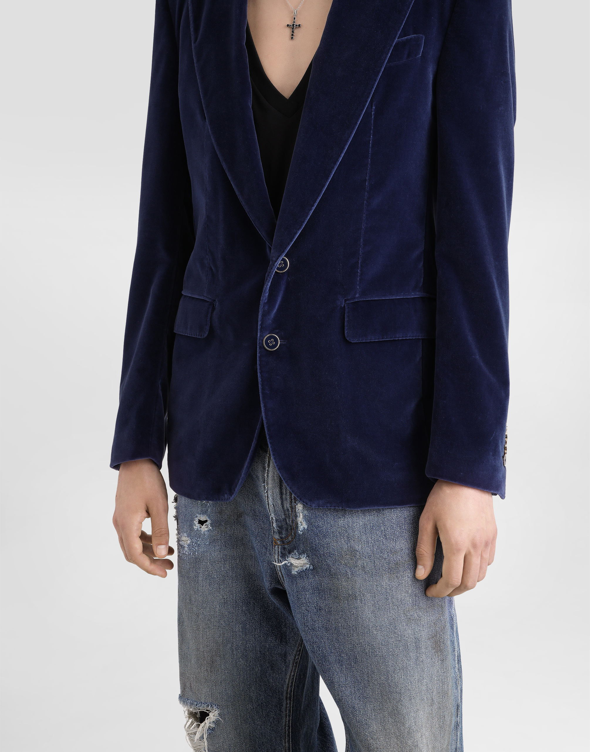 Velvet single-breasted jacket