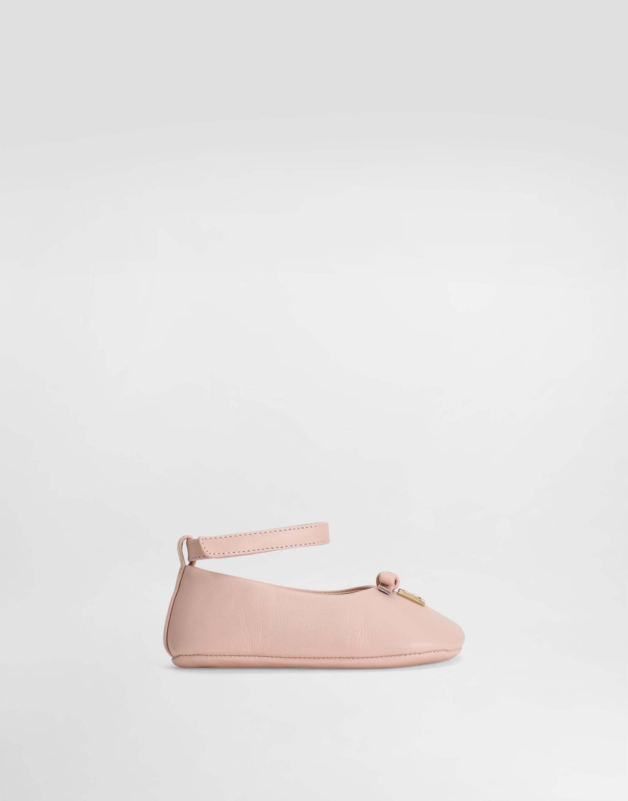 ピンクのガールズ Nappa leather ballet flats with logo | Dolce&Gabbana®