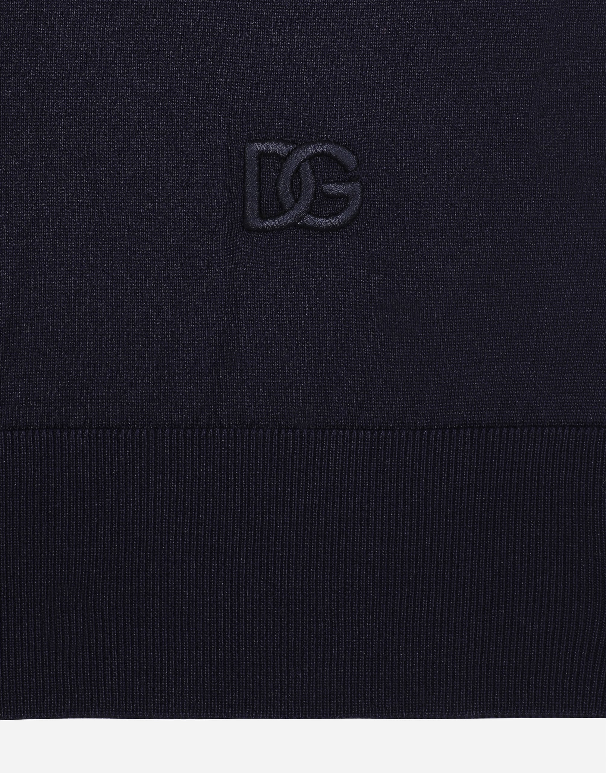  Dolce & Gabbana Rundhalspullover Aus Seide Dg-stickerei - Mann Strickwaren Blau 48 
