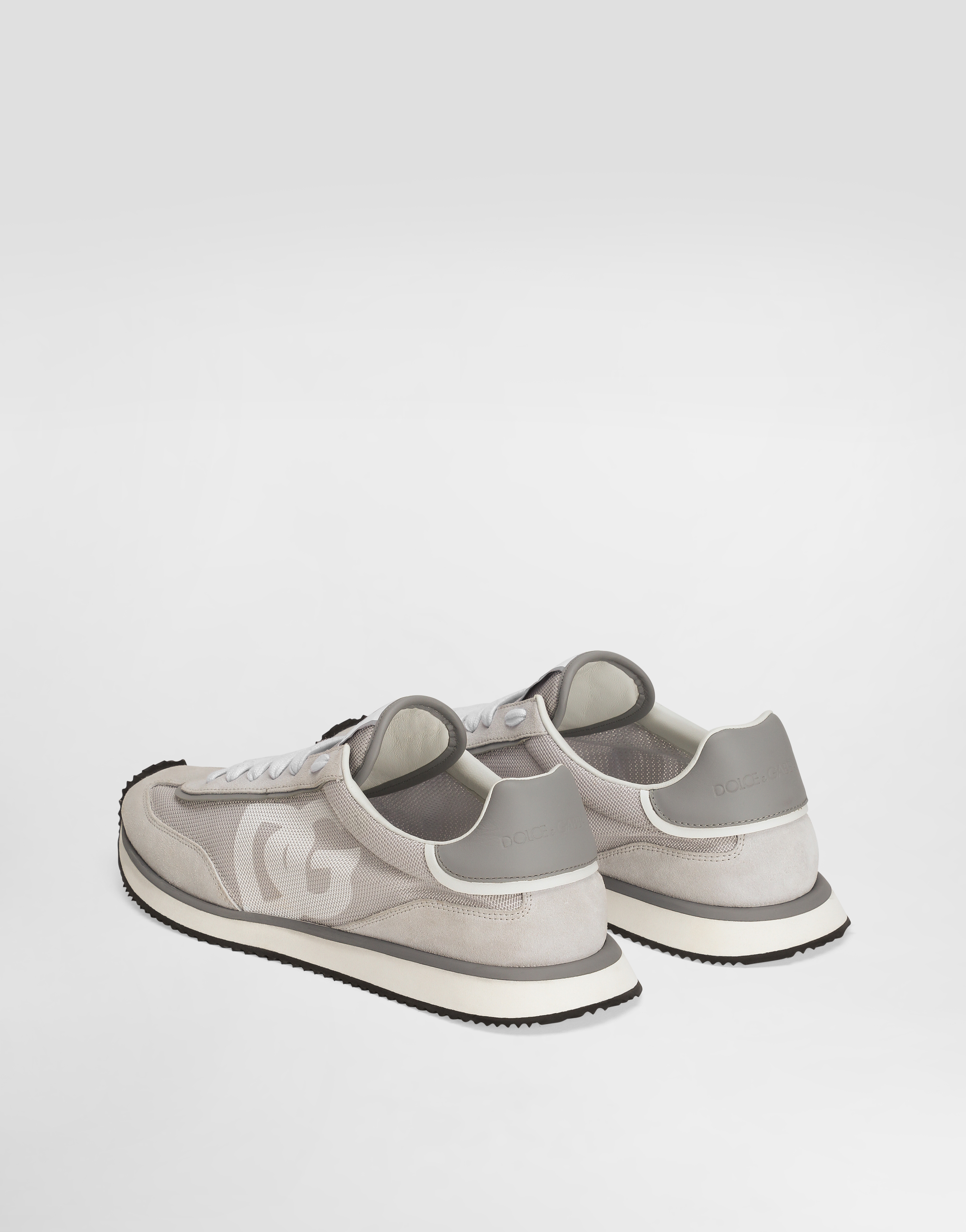 Dolce & Gabbana Man Grey Suede And Mesh Dg Aria Sneakers In Grigio