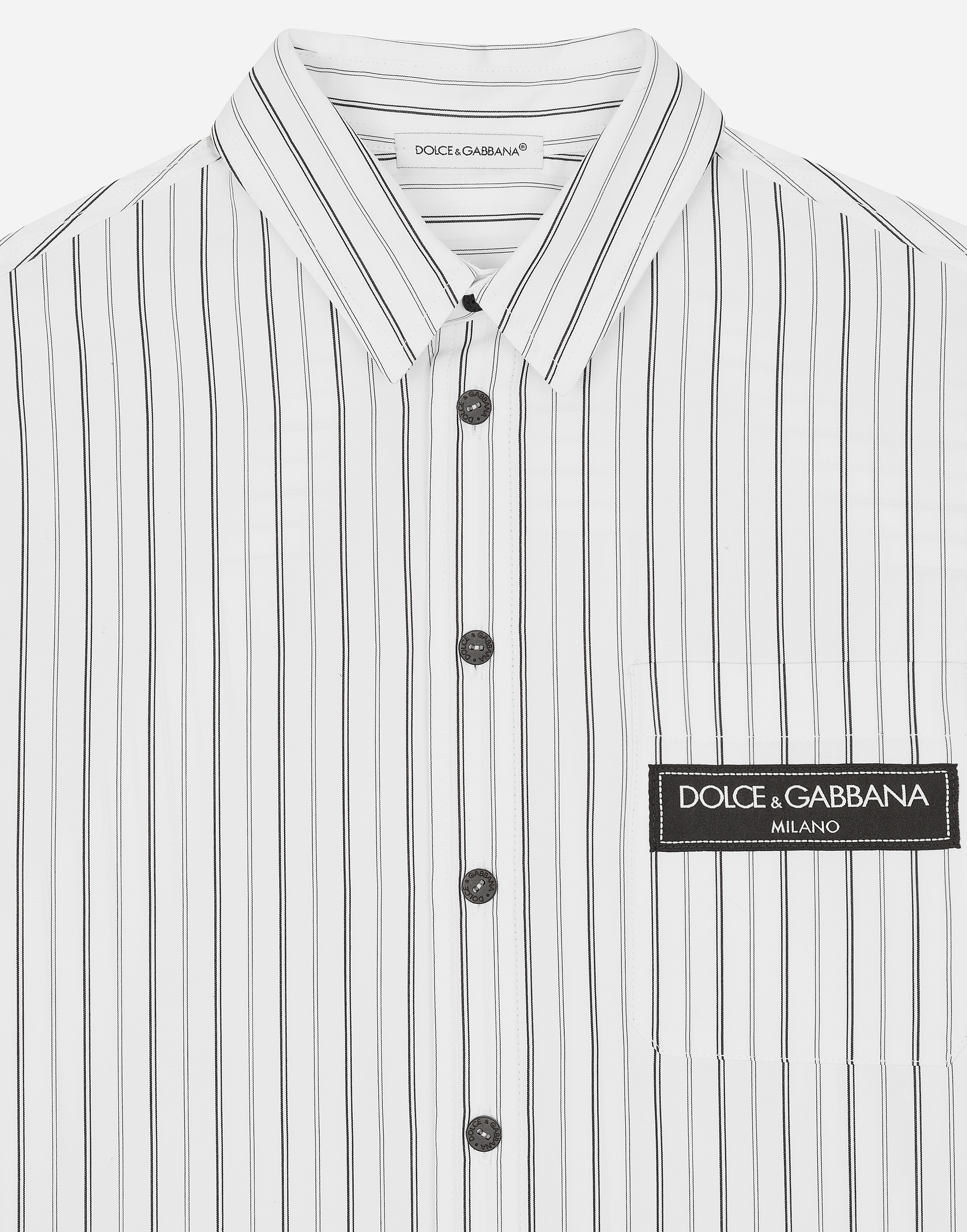 Striped linen shirt with branded label