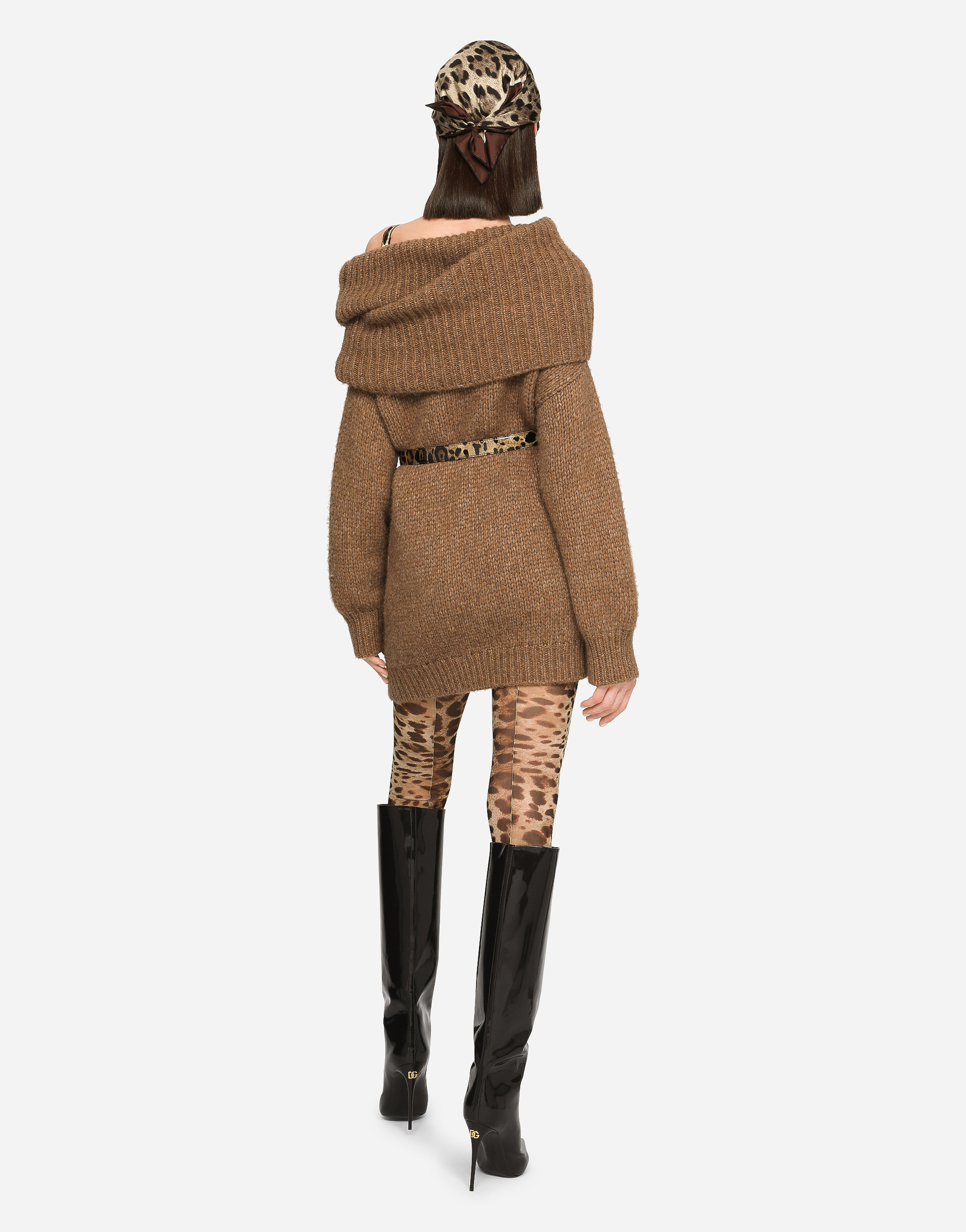 DOLCE & GABBANA OVERSIZE LLAMA WOOL SWEATER WITH SHAWL NECK