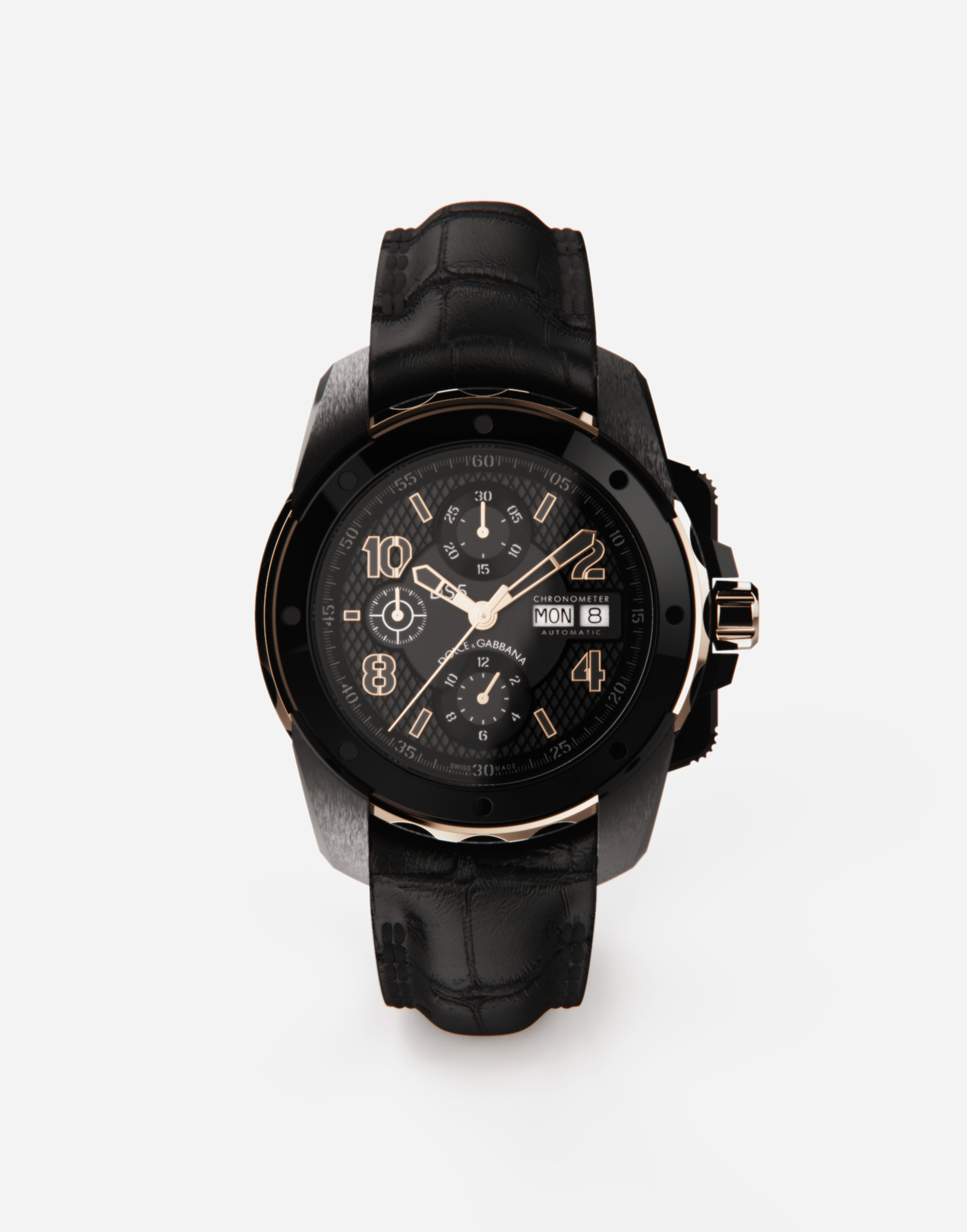 Dolce & Gabbana Ds5 Watch In Red Gold And Steel With Pvd Coating Black Male Onesize In Black
