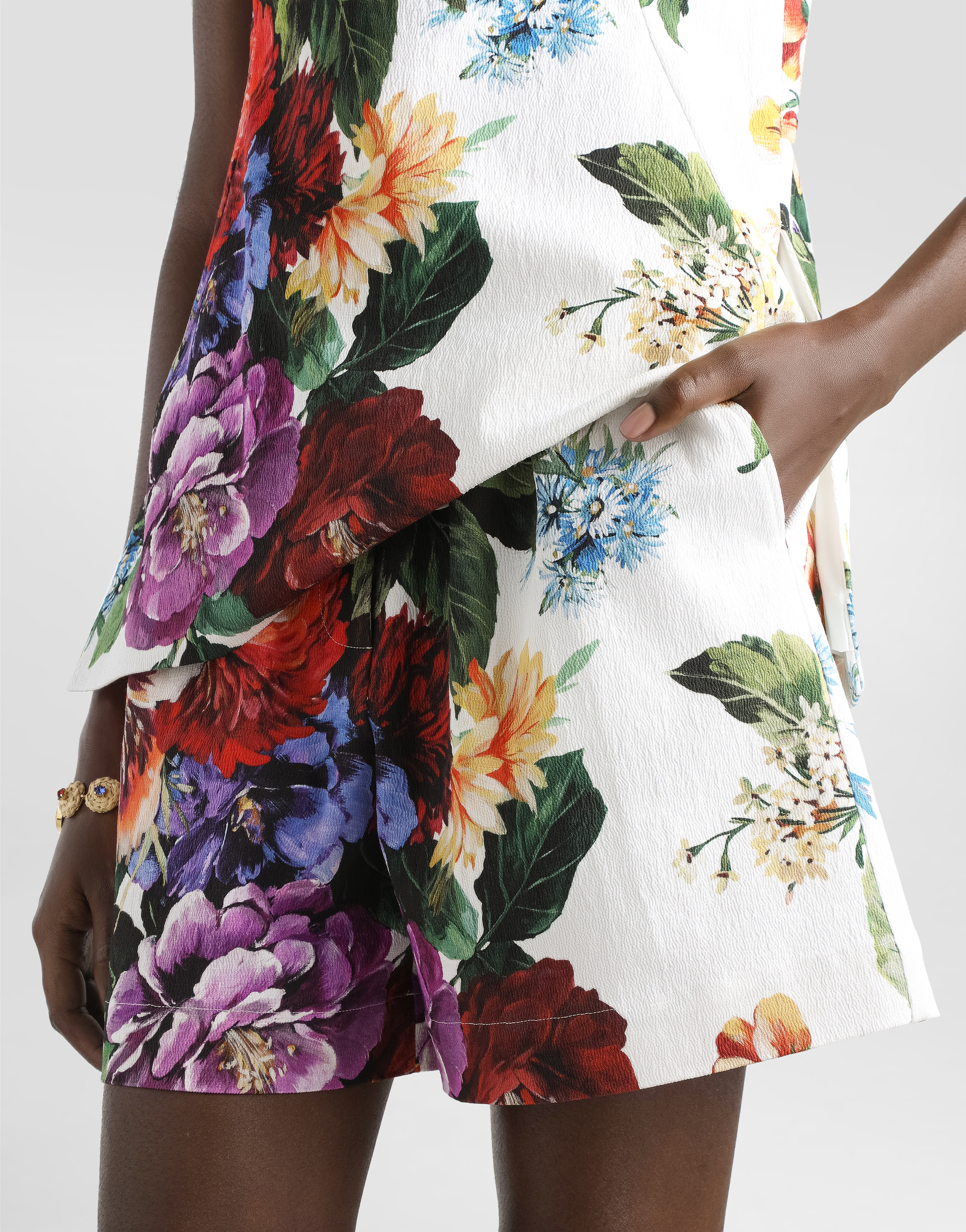 Dolce & Gabbana Floral Bouquet Creton Drawstring Shorts
