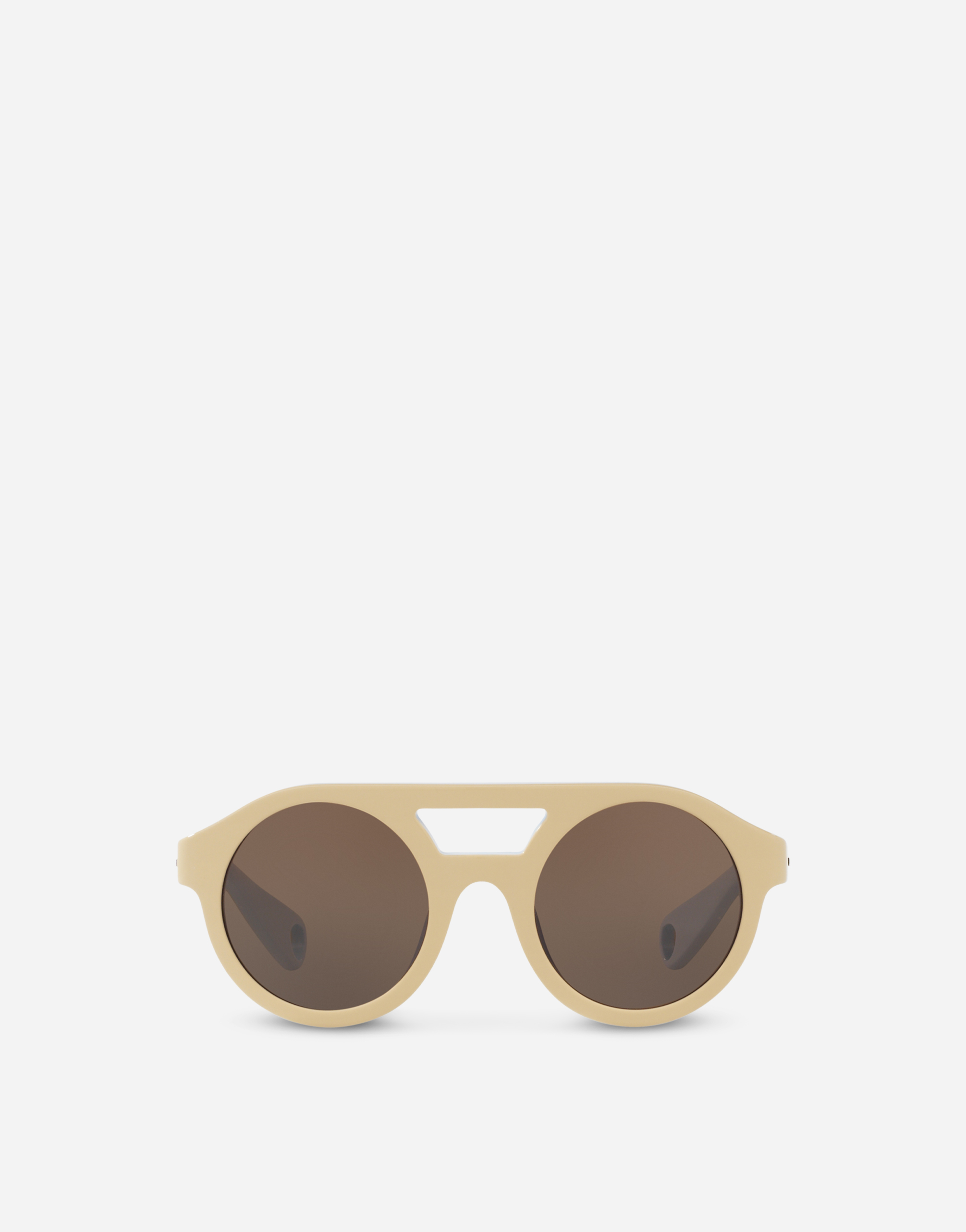Dolce & Gabbana Mimmo Sunglasses In Beige And Light Blue