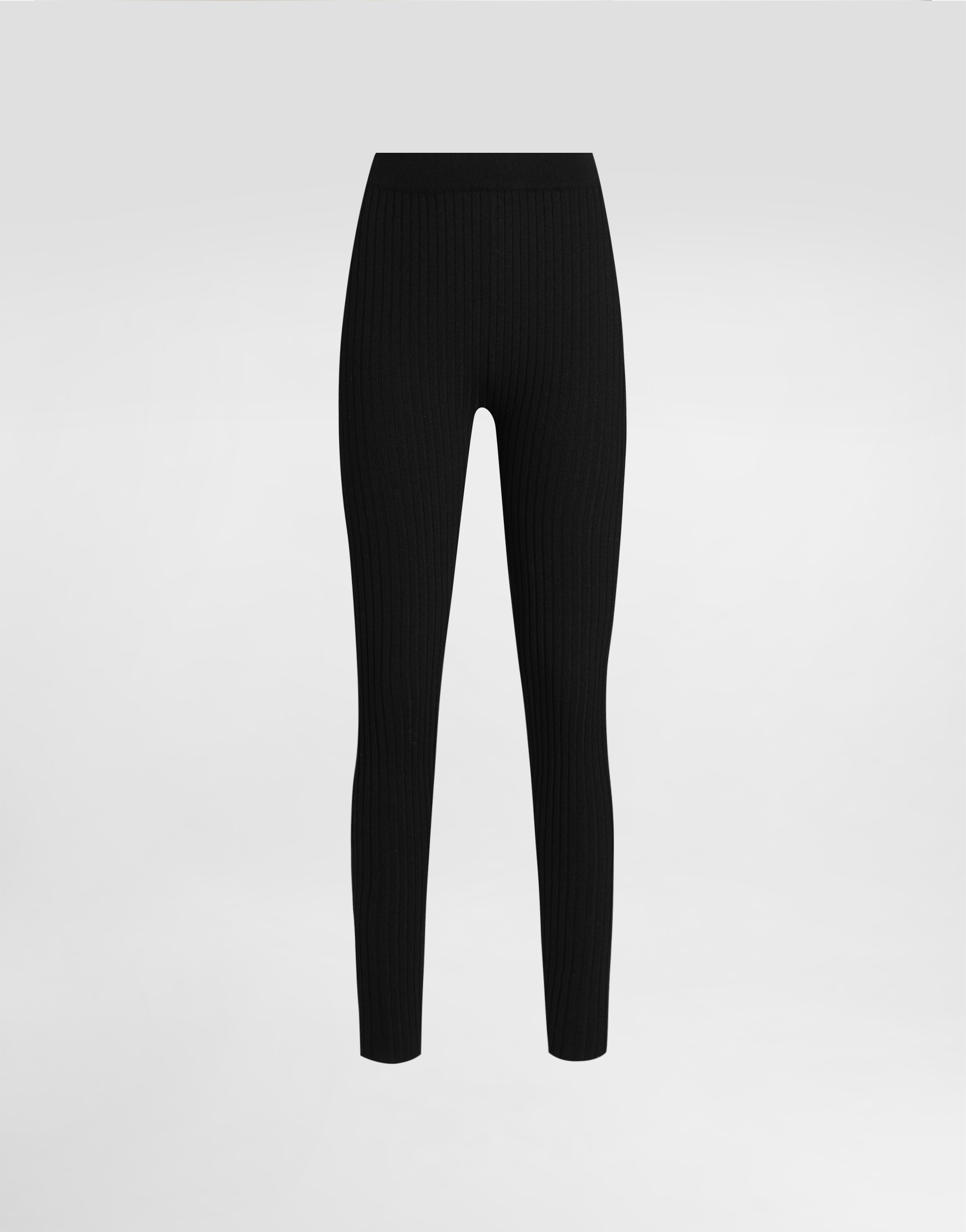Shop Dolce & Gabbana Ribbed Wool Leggings In Black