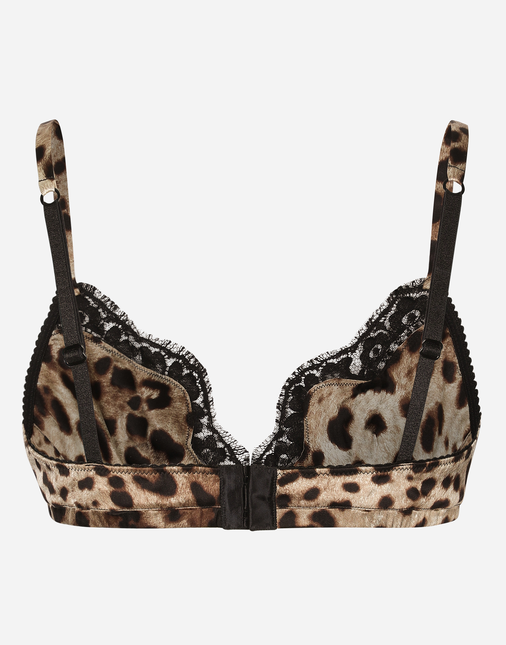  Dolce & Gabbana Sujetador De Copa Blanda En Raso Con Estampado De Leopardo Y Encaje - Mujer Lingerie Estampado Animal Raso 1 