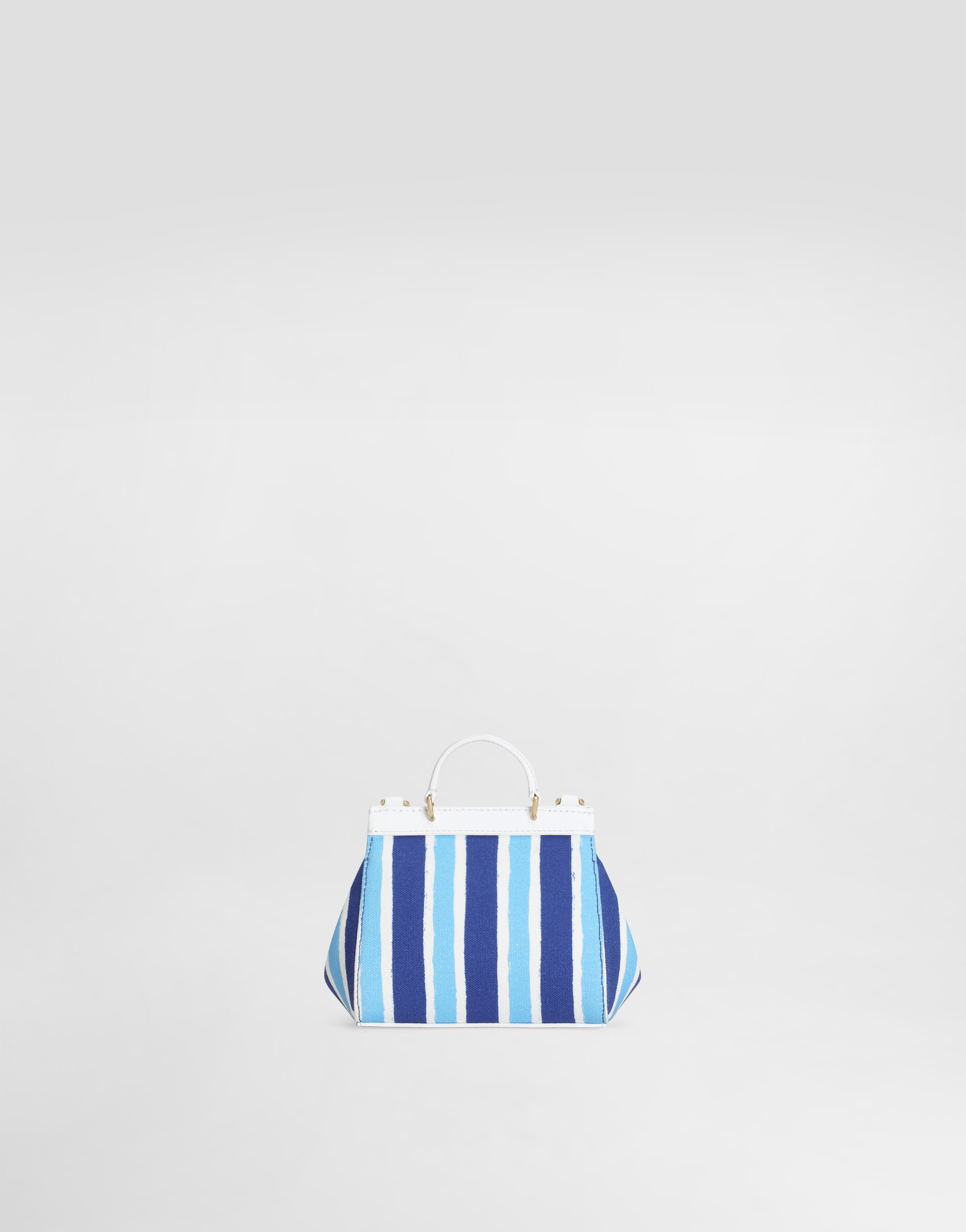 Dolce & Gabbana Canvas Sicily Crossbody Bag With Striped Print In Azure