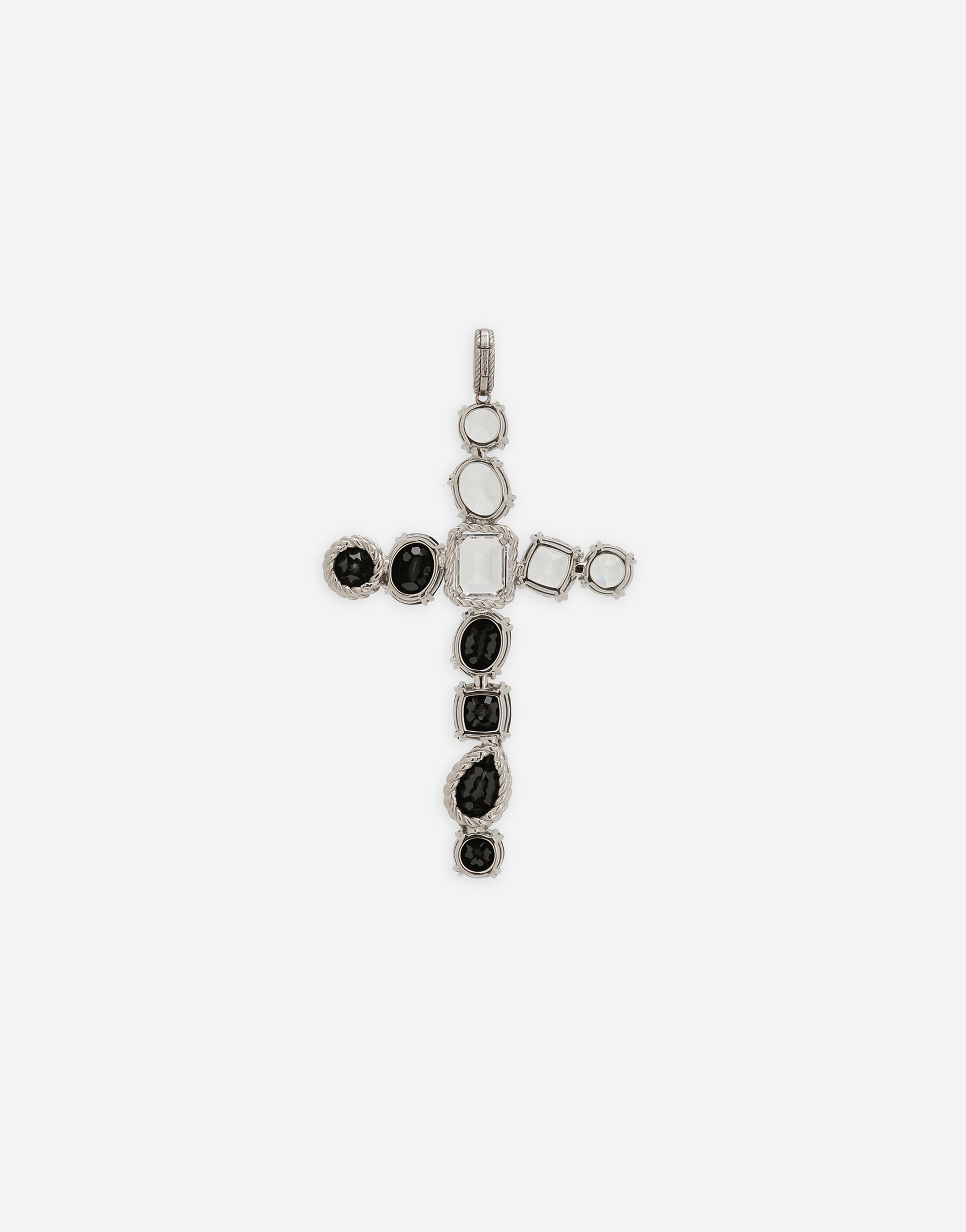 Dolce & Gabbana Anna Charm In White Gold 18kt With Colourless Topazes, Grey And Black Spinels In White