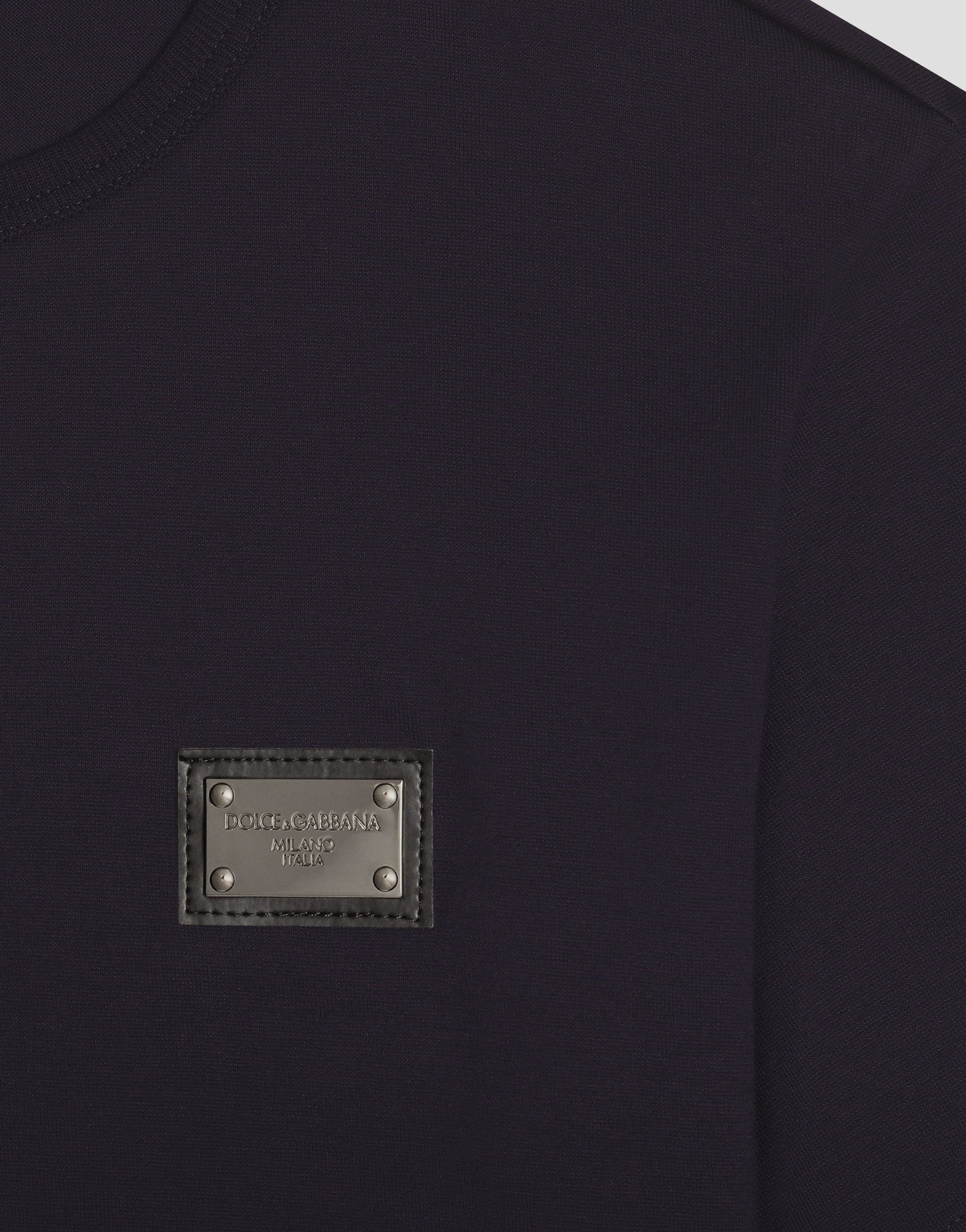  Dolce & Gabbana Jersey-t-shirt Mit Logoplakette - Mann T-shirts Und Sweatshirts Blau Baumwolle 4 Years 