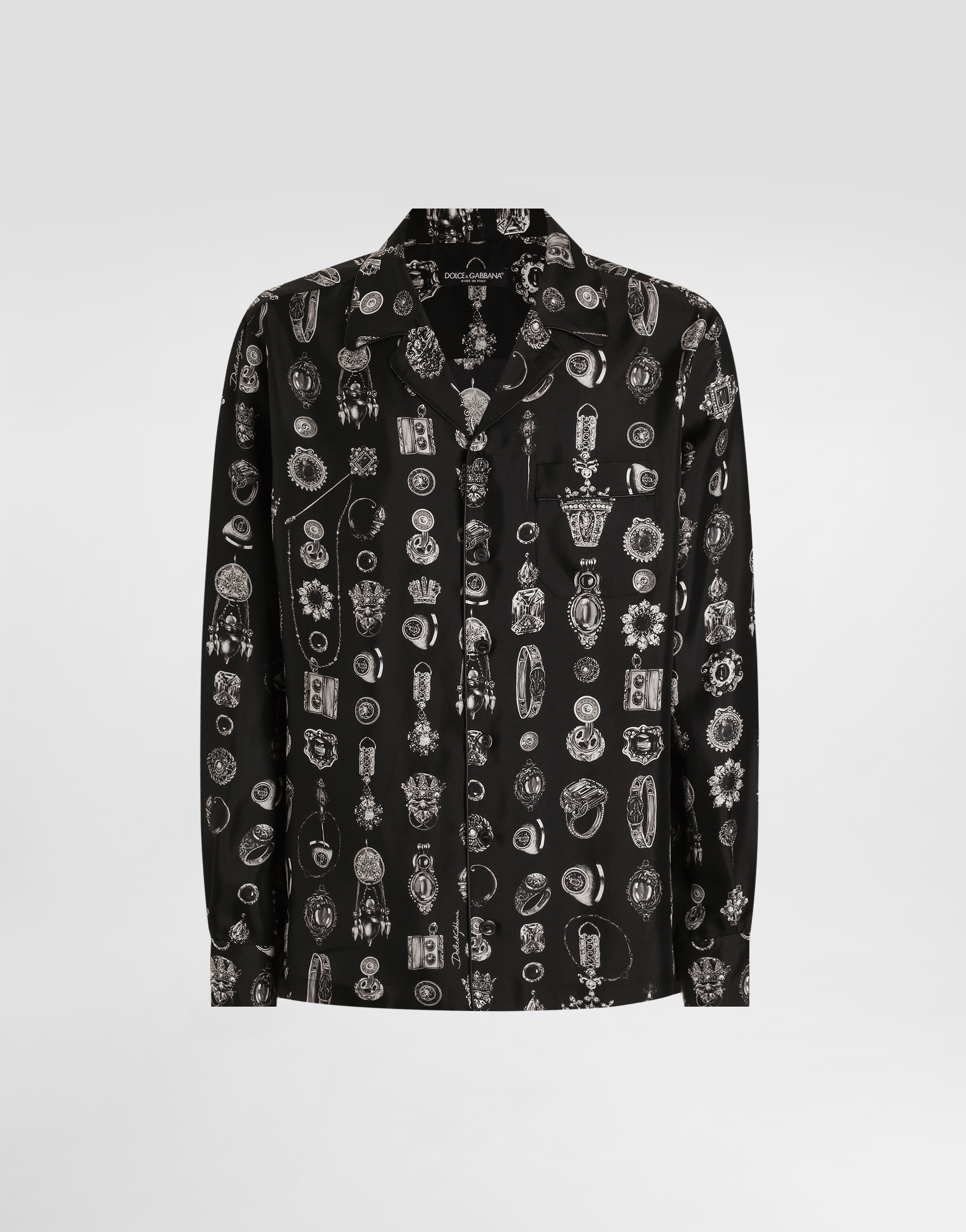 Jewel-print silk twill vanity shirt