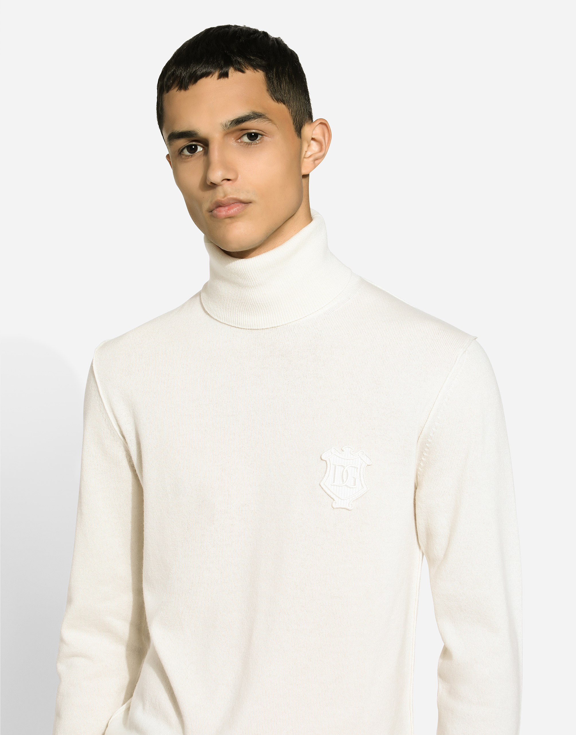 Dolce & Gabbana Wool Turtle-neck Sweater In Beige
