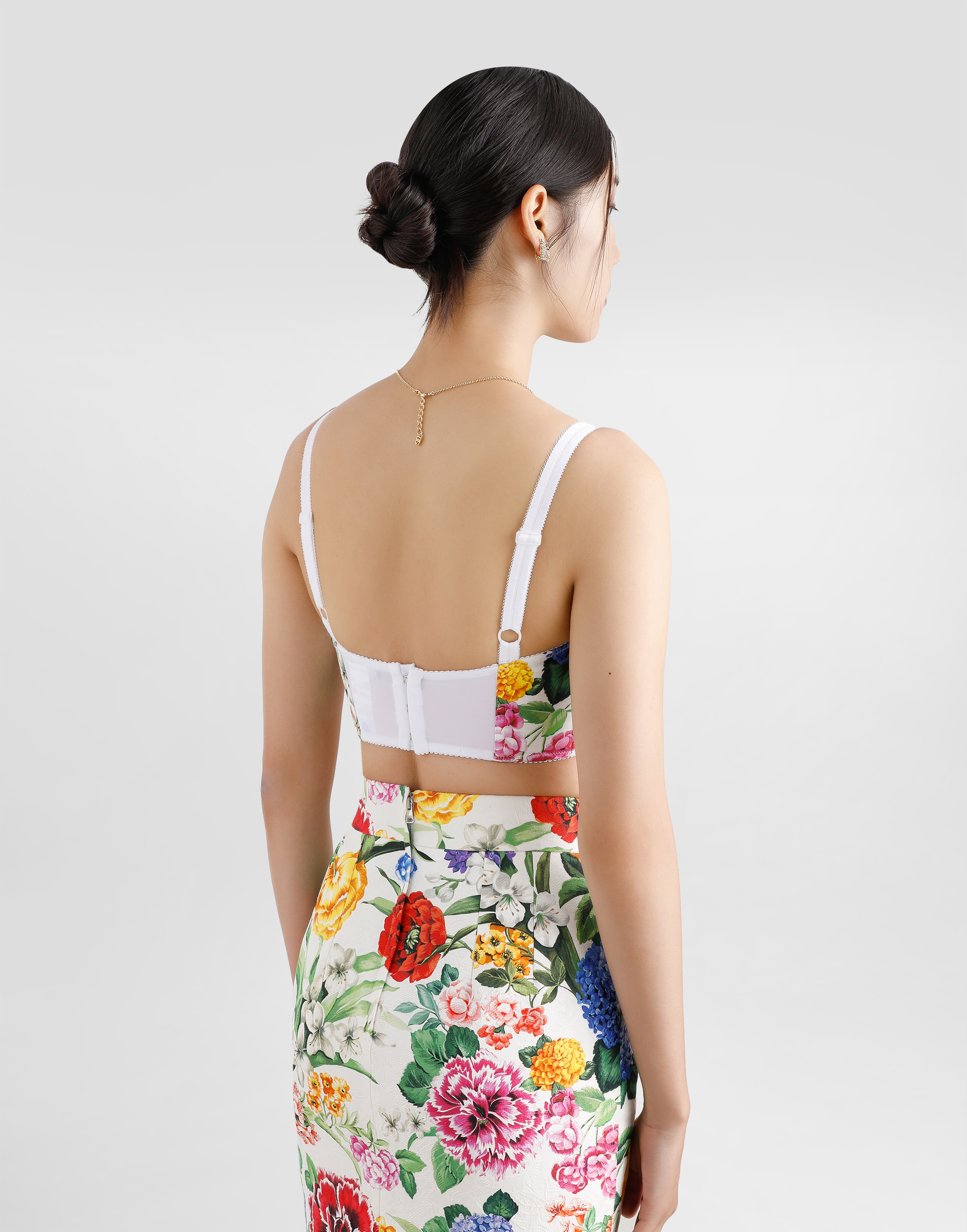 Dolce & Gabbana Corset Bralette Top With Print In Print