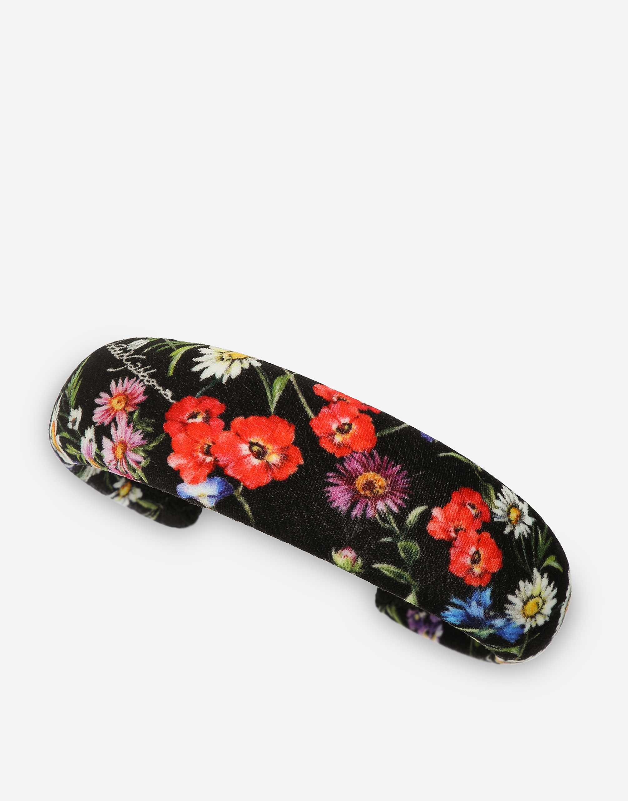 DOLCE & GABBANA VELVET HAIRBAND WITH MEADOW FLOWER PRINT