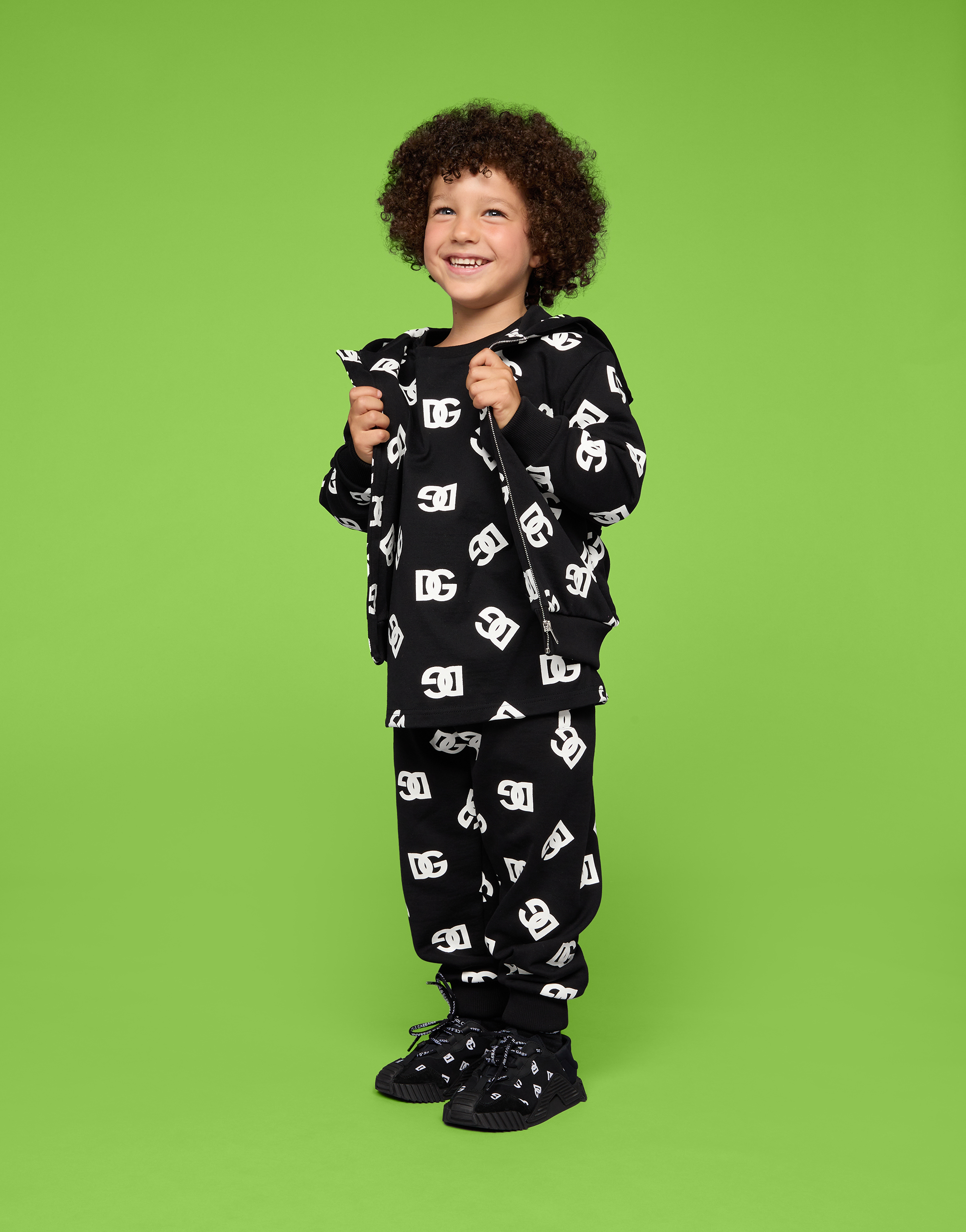 DOLCE & GABBANA JERSEY HOODIE WITH DG LOGO PRINT