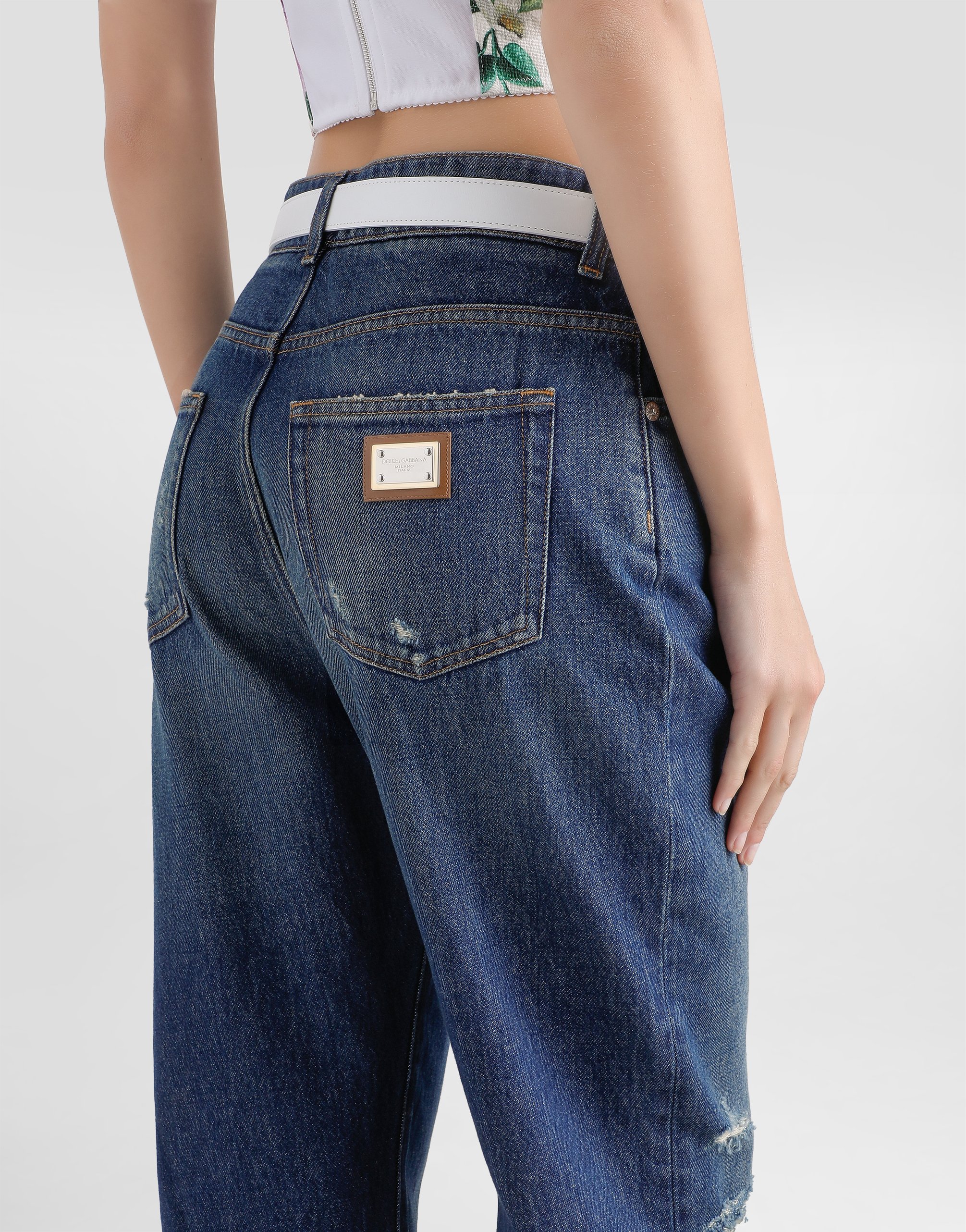Dolce & Gabbana Boyfriend Jeans In Multicolor