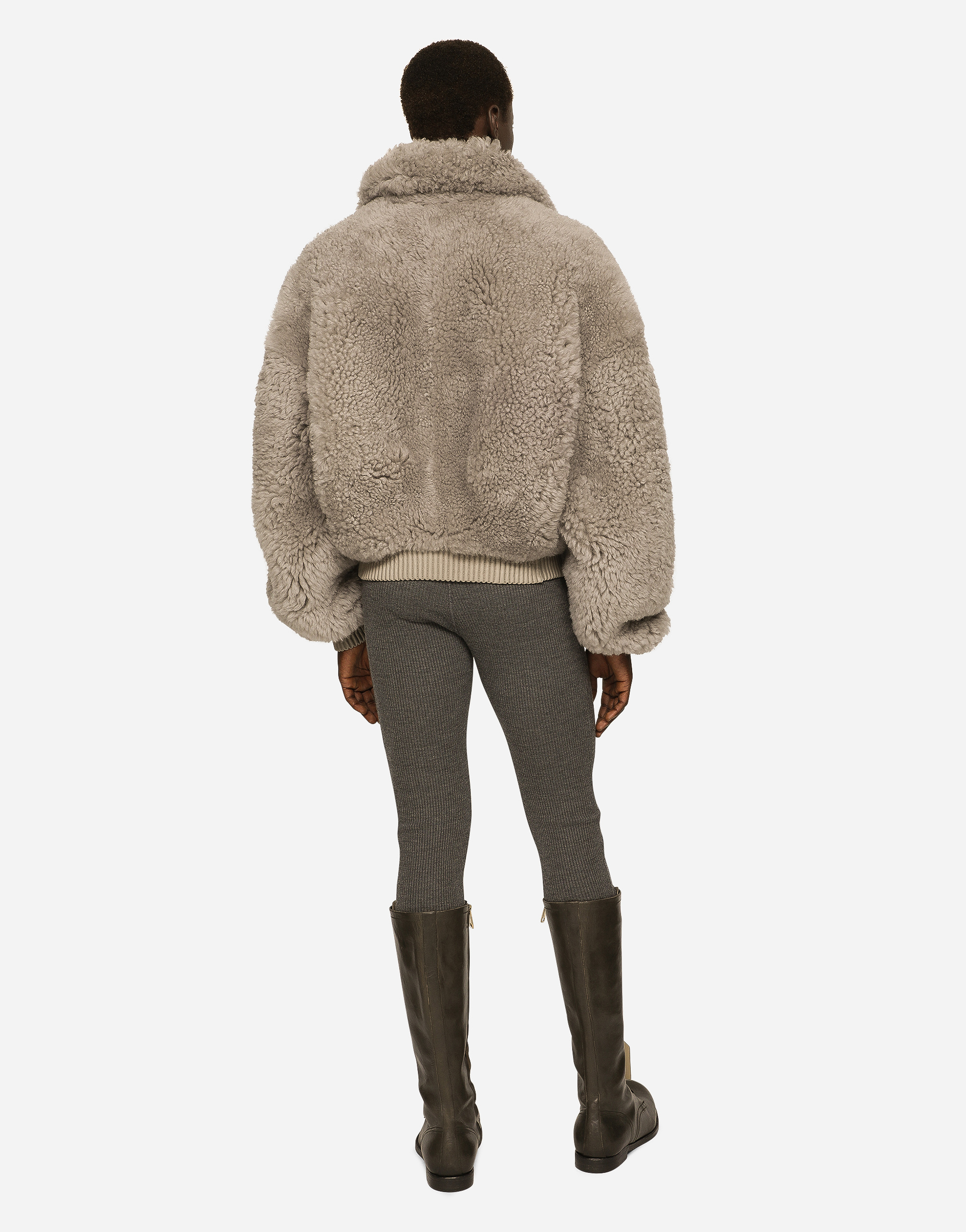 DOLCE & GABBANA WOOL FINE-RIB LEGGINGS WITH LOGO TAG