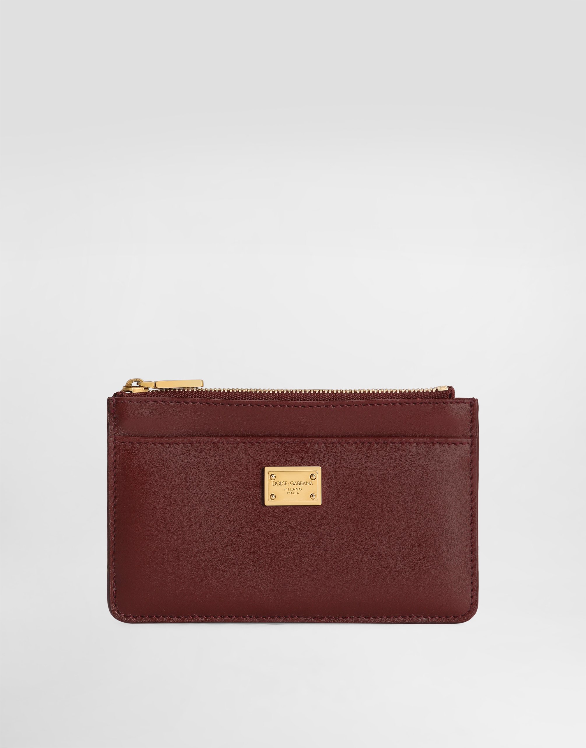 Dolce & Gabbana Zip Logo-plaque Wallet In Burgundy