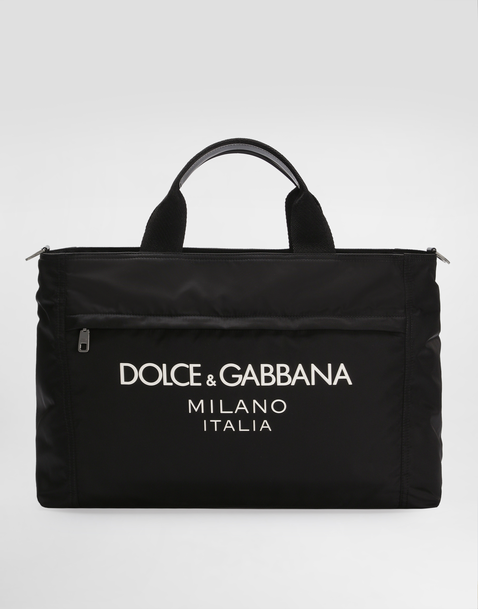 Dolce & Gabbana Nylon Holdall With Rubberized Logo In Black