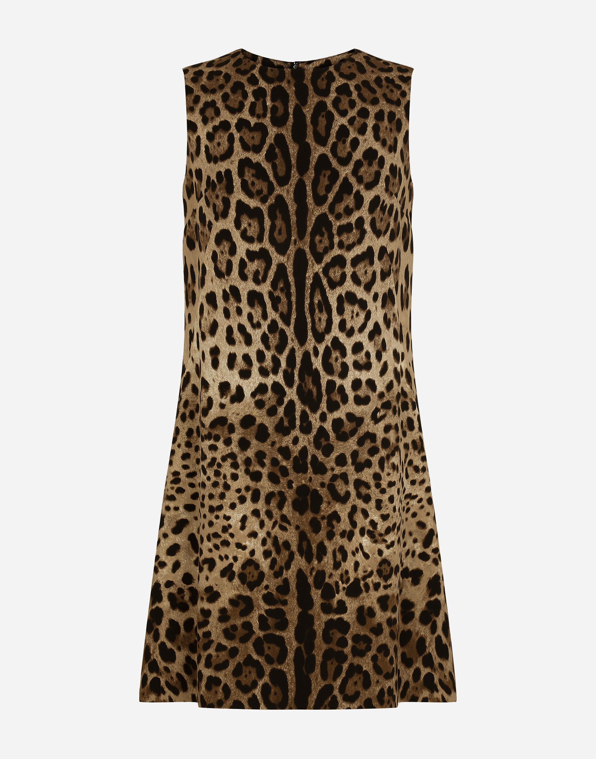 Dolce & Gabbana Short Leopard-print Charmeuse A-line Dress - Woman Dresses Animal Print Silk
