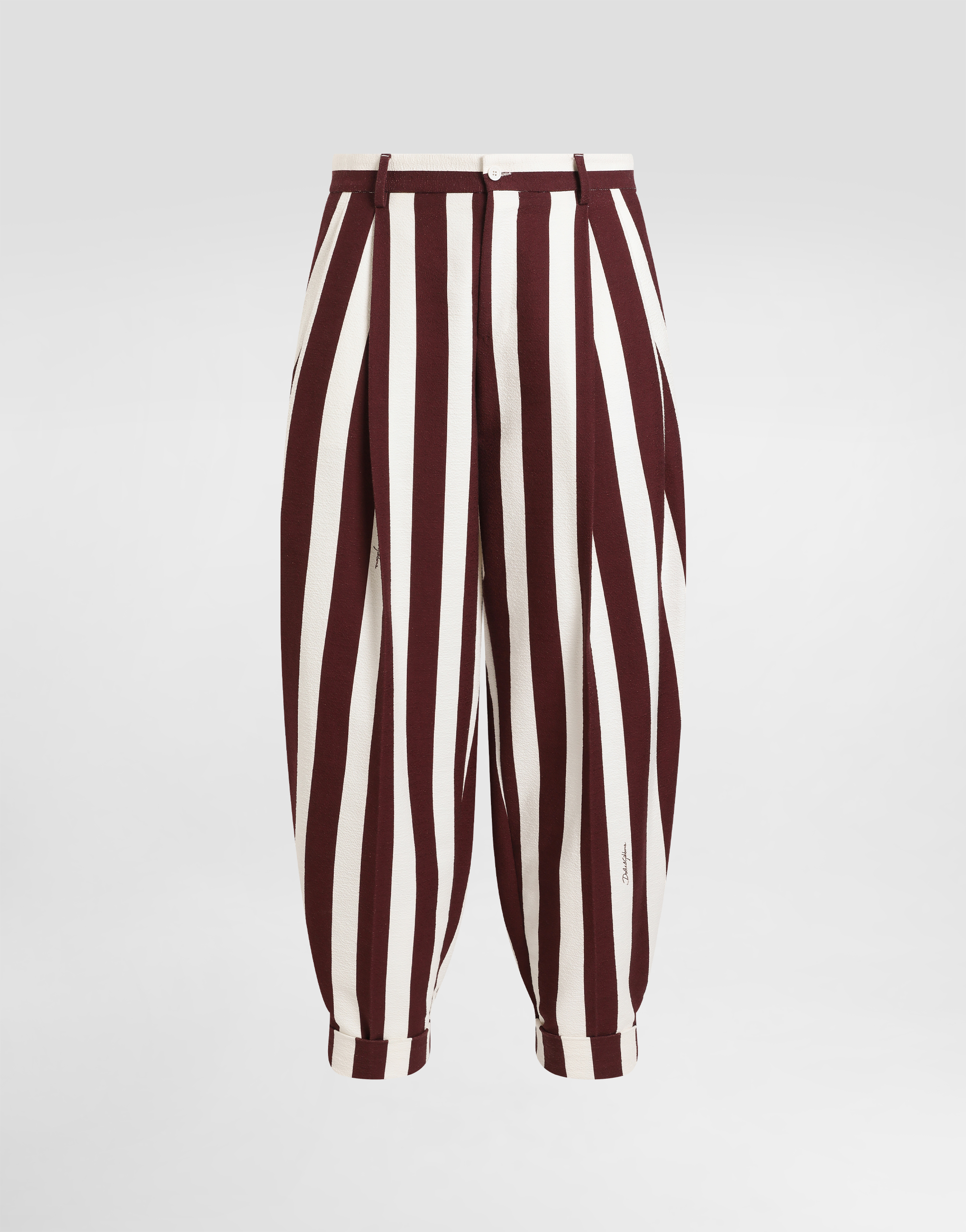 Dolce & Gabbana Striped Cotton Jacquard Pants With Double Darts - Man Pants And Shorts Multicolor