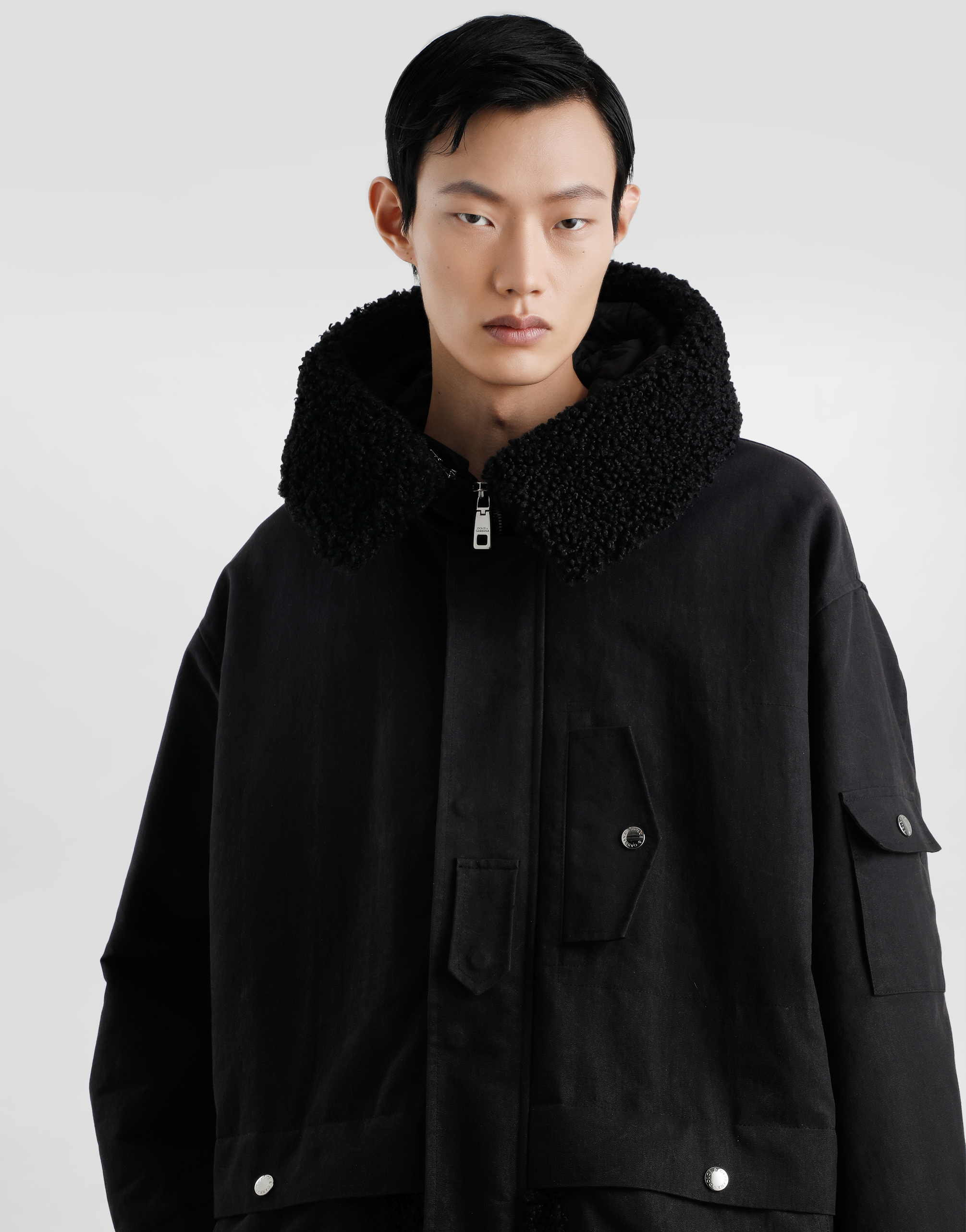 Waxed long down jacket