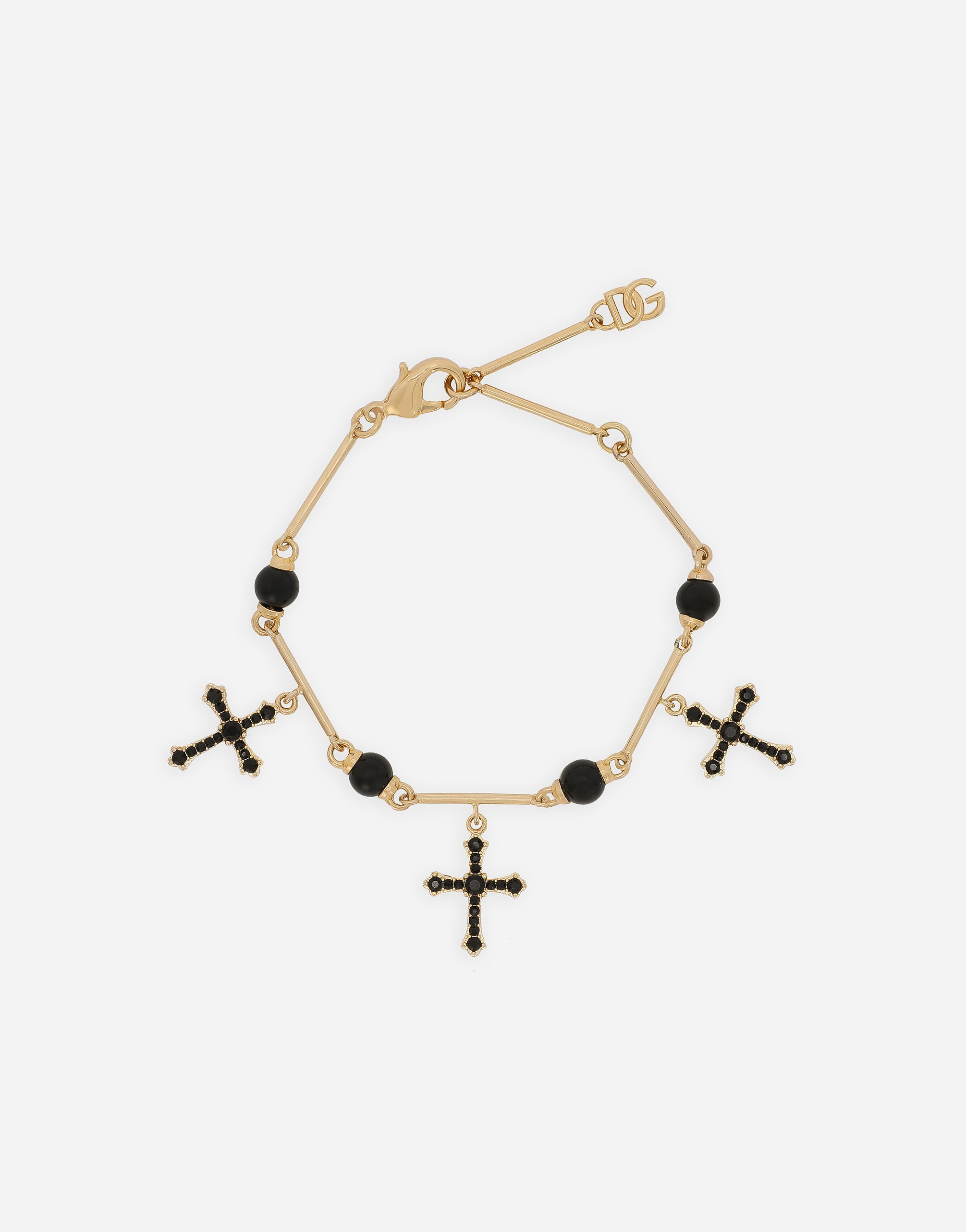 Cross bracelet with “DNA” rhinestones in Gold for Men