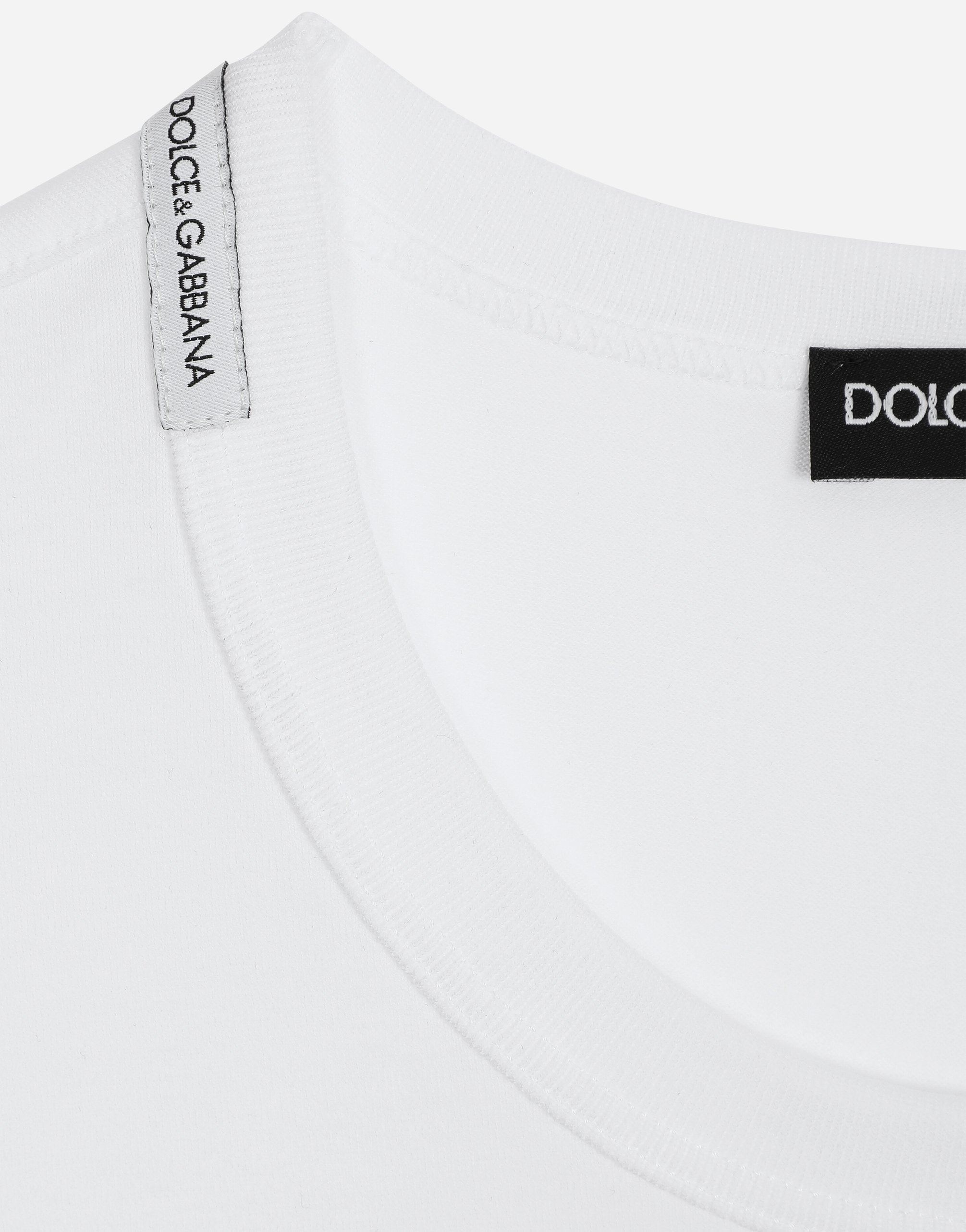 Dolce & Gabbana Bee And Crown Embroidered Tshirt In White