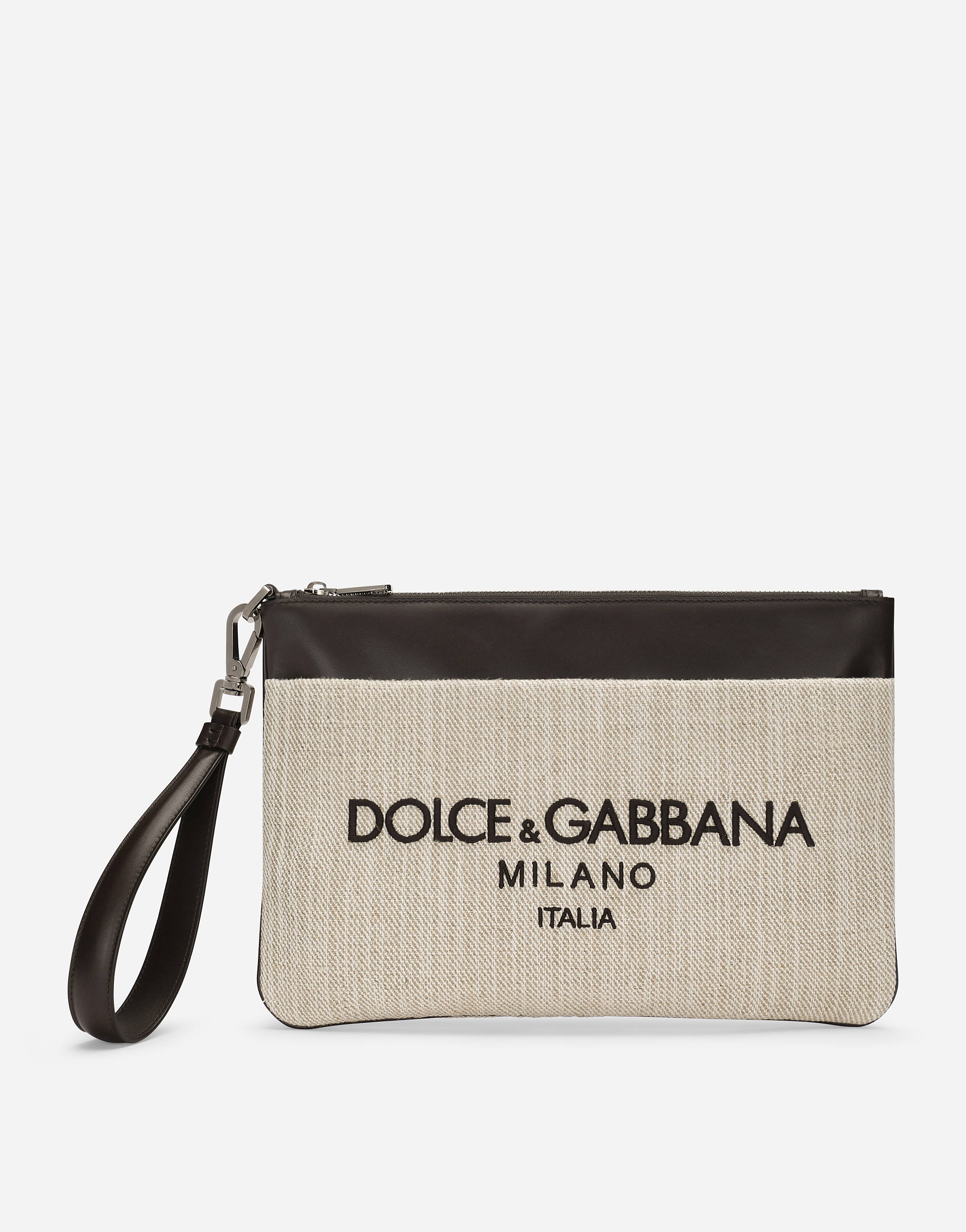 Pouch in canvas in Beige da Uomo | Dolce\u0026Gabbana�