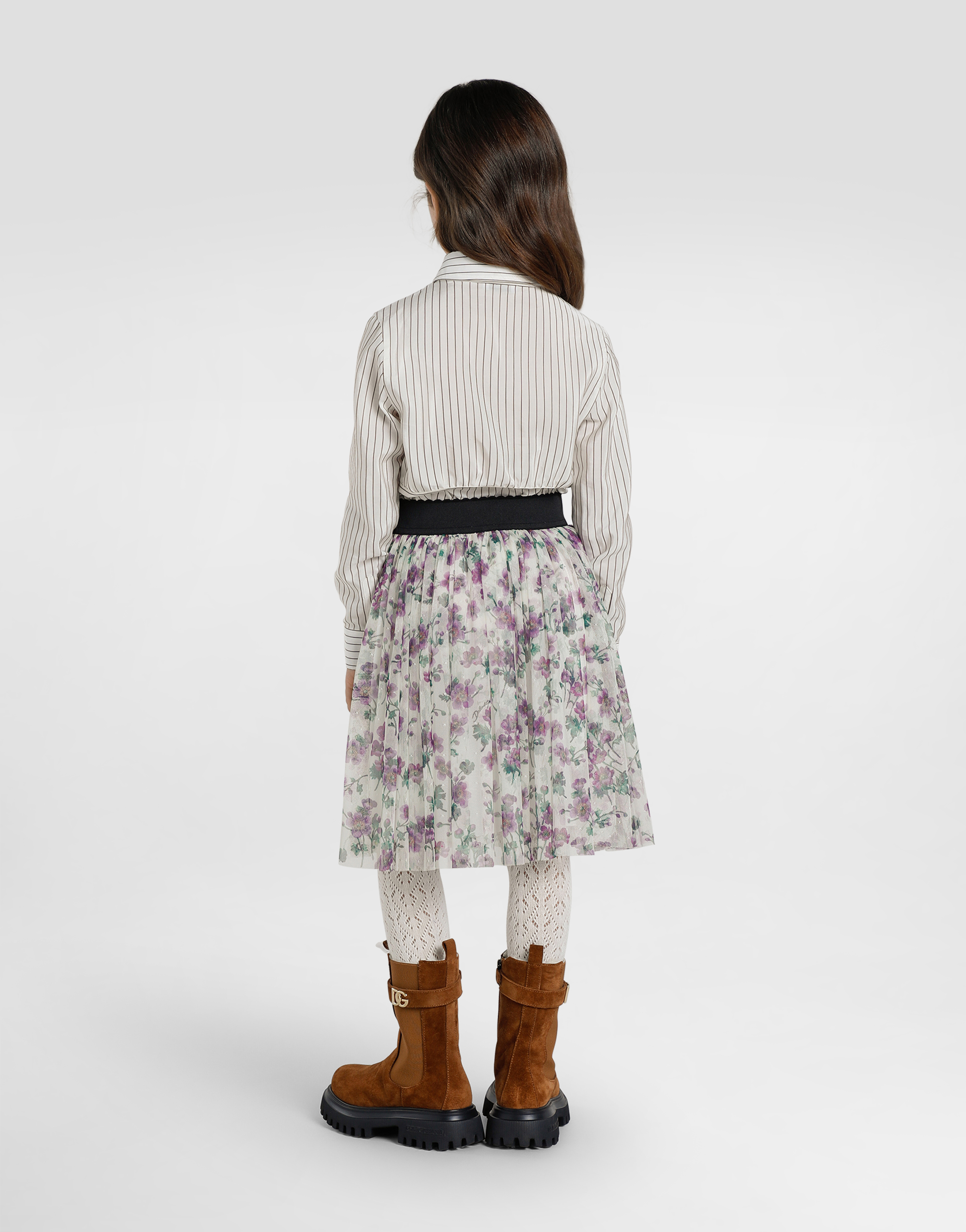Dolce & Gabbana Violet-print Tulle Skirt In Animal Print