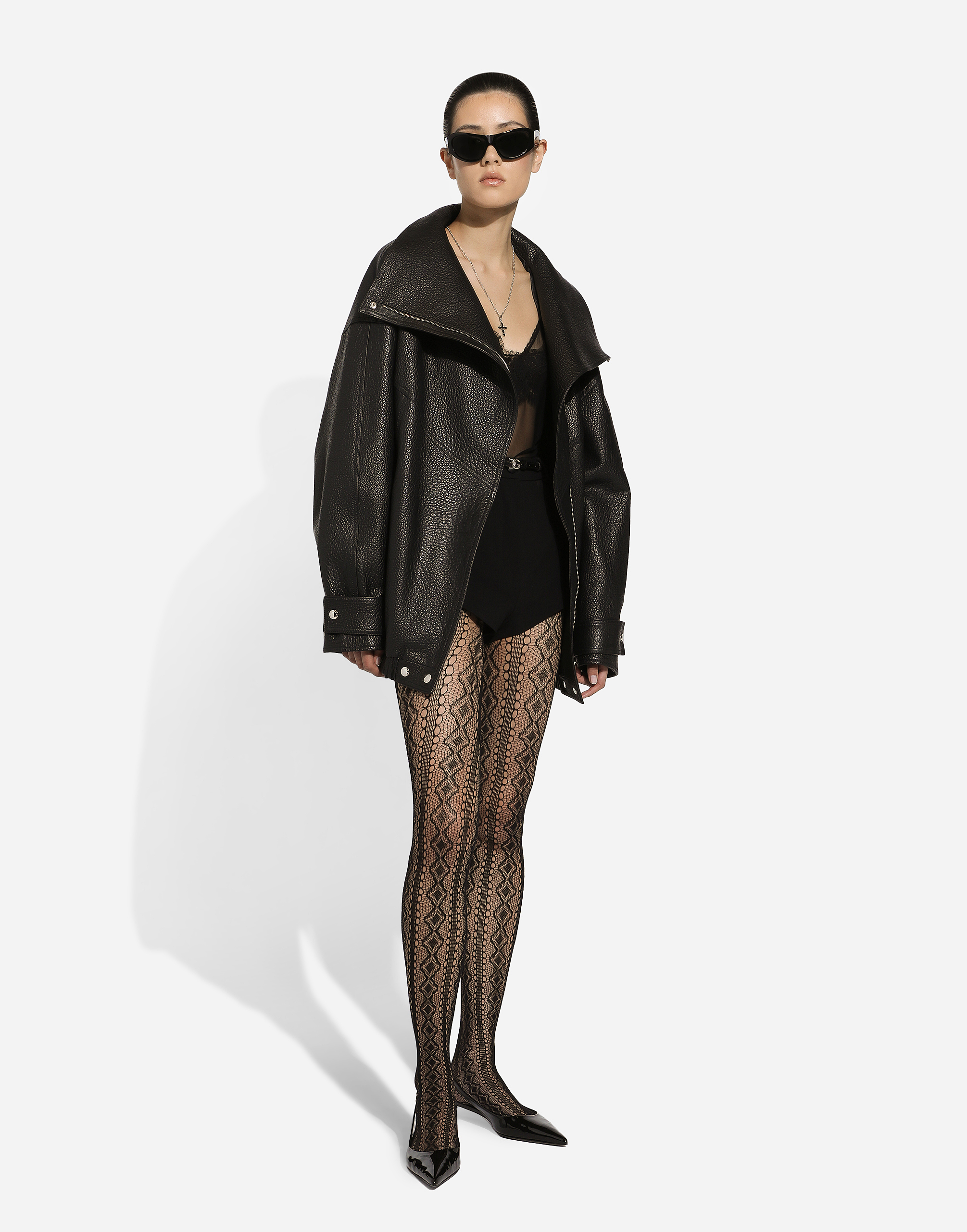 Oversize vegetable-tanned lambskin biker jacket