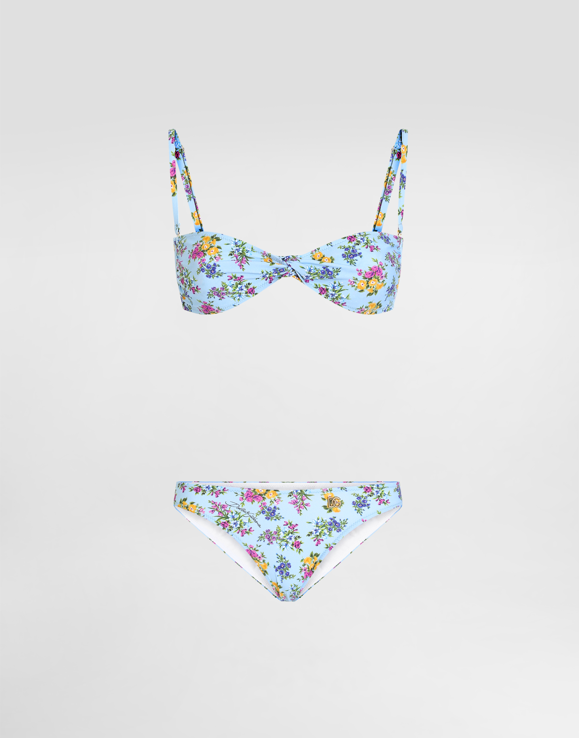 Dolce & Gabbana Dolce  Gabbana Small Floral-print Bikini In Blue