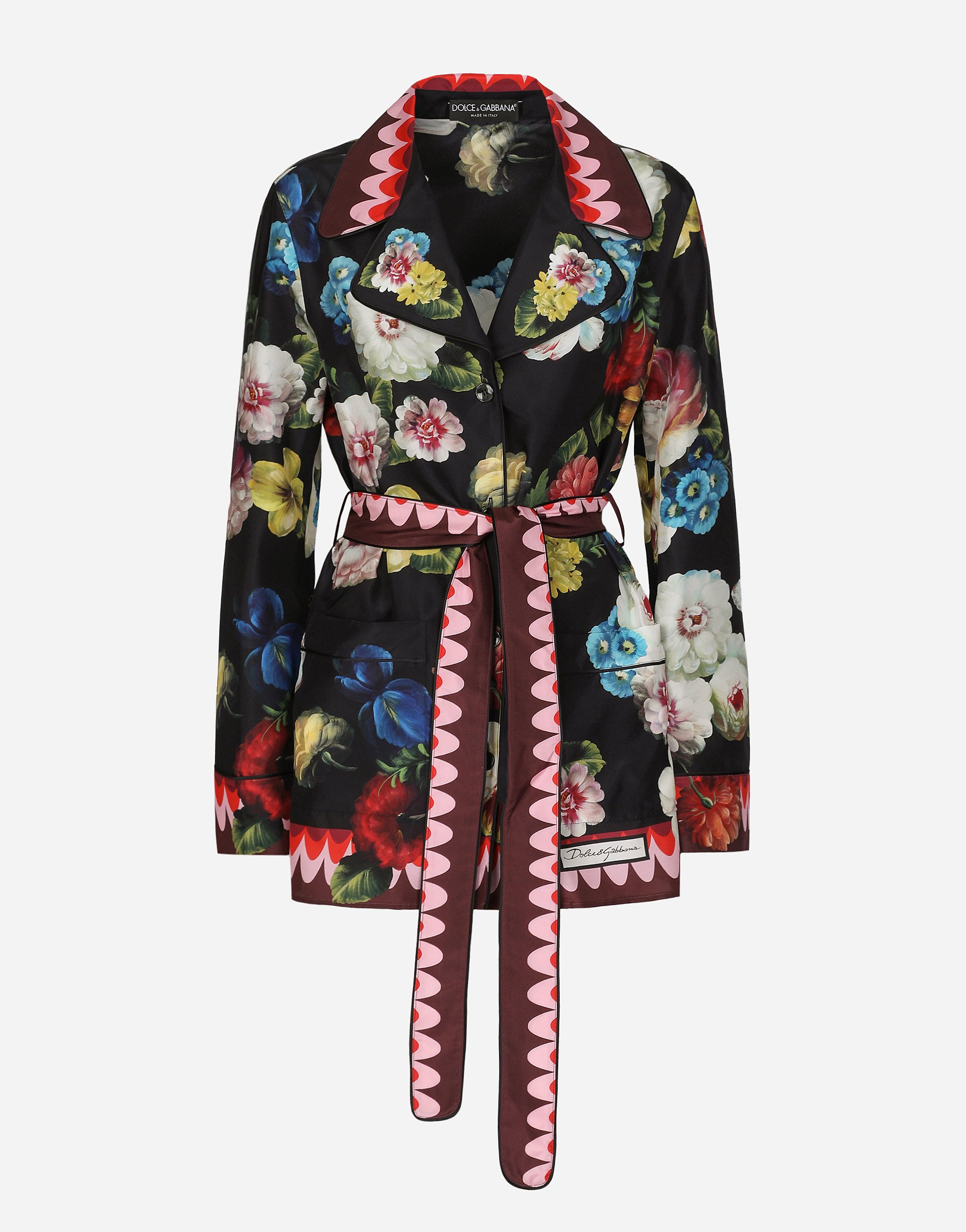 Shop Dolce & Gabbana Twill Pajama Shirt With Nocturnal Flower Print
