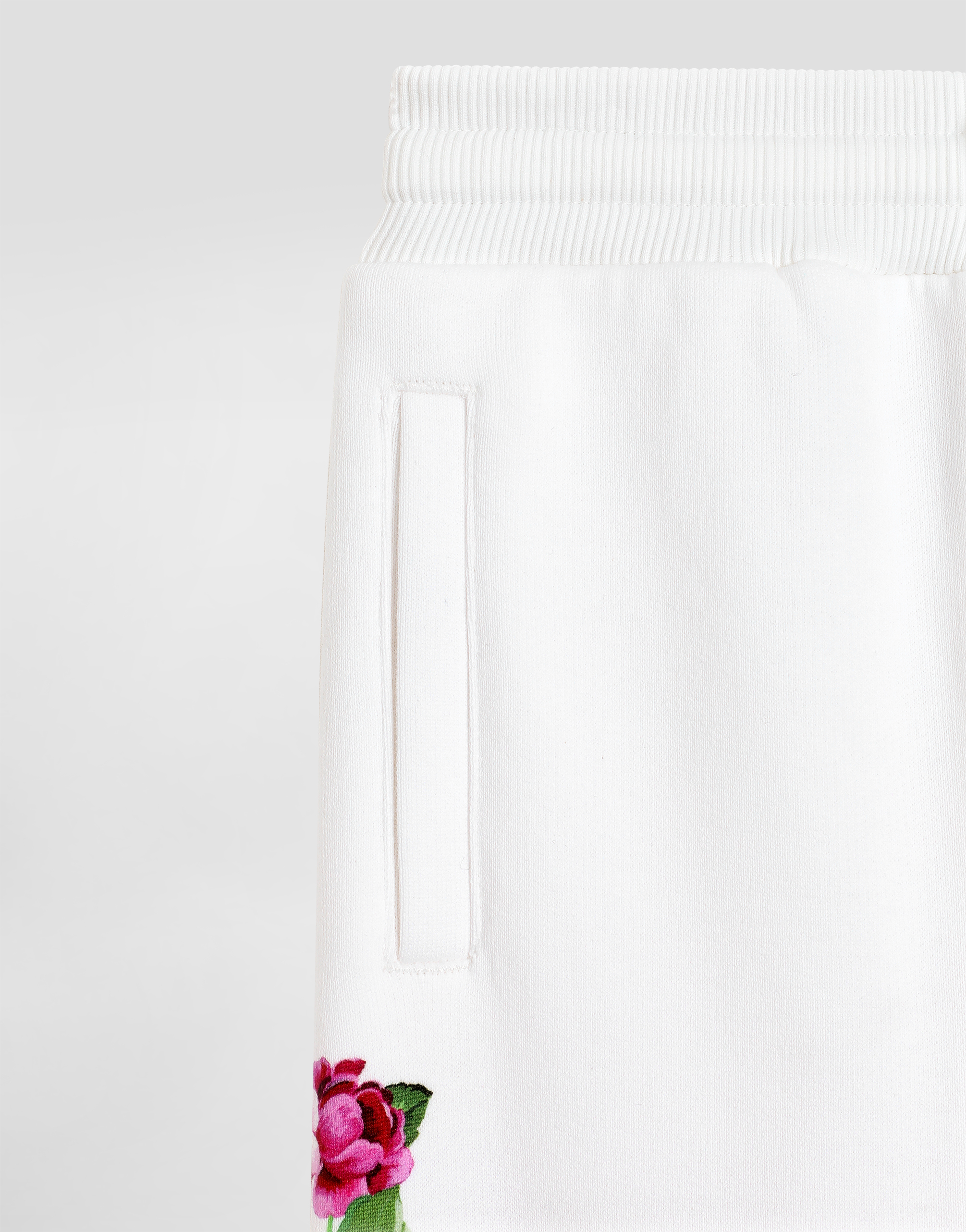 Dolce & Gabbana Fleece Jogging Pants With Flower And Dg Logo Print In Print