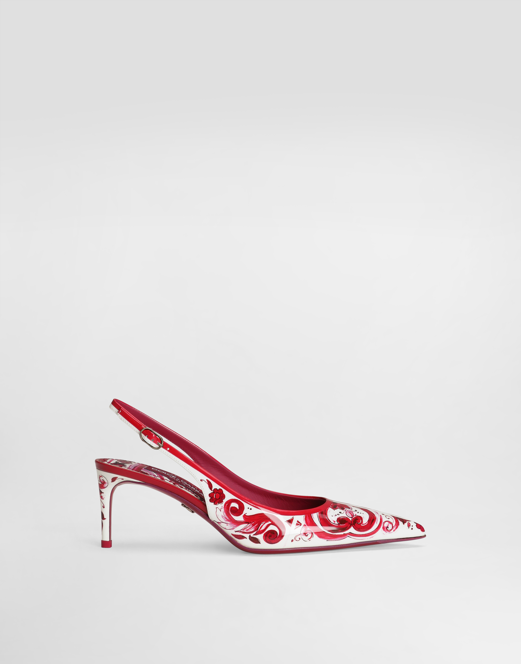 DOLCE & GABBANA PRINTED POLISHED CALFSKIN SLINGBACKS