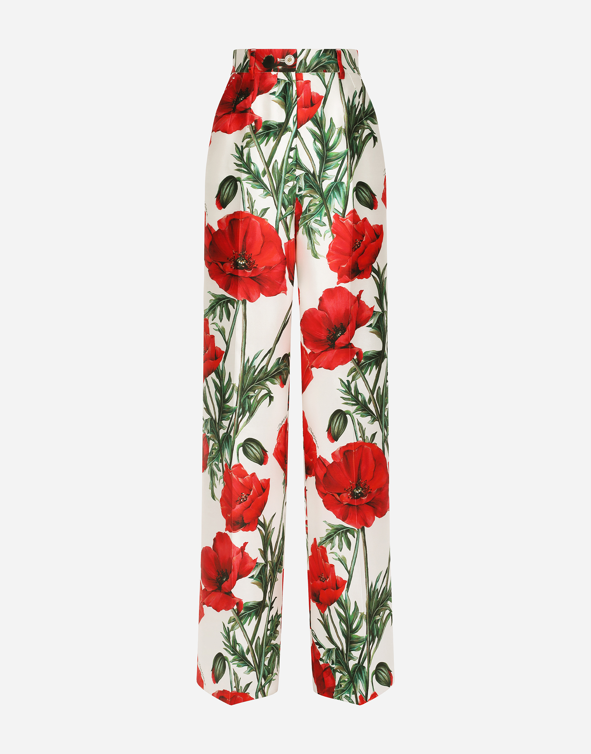 【DOLCE&GABBANA】フレアポピープリント シャンテン パンツ Printのウィメンズ Gardenia-print chiffon midi dress