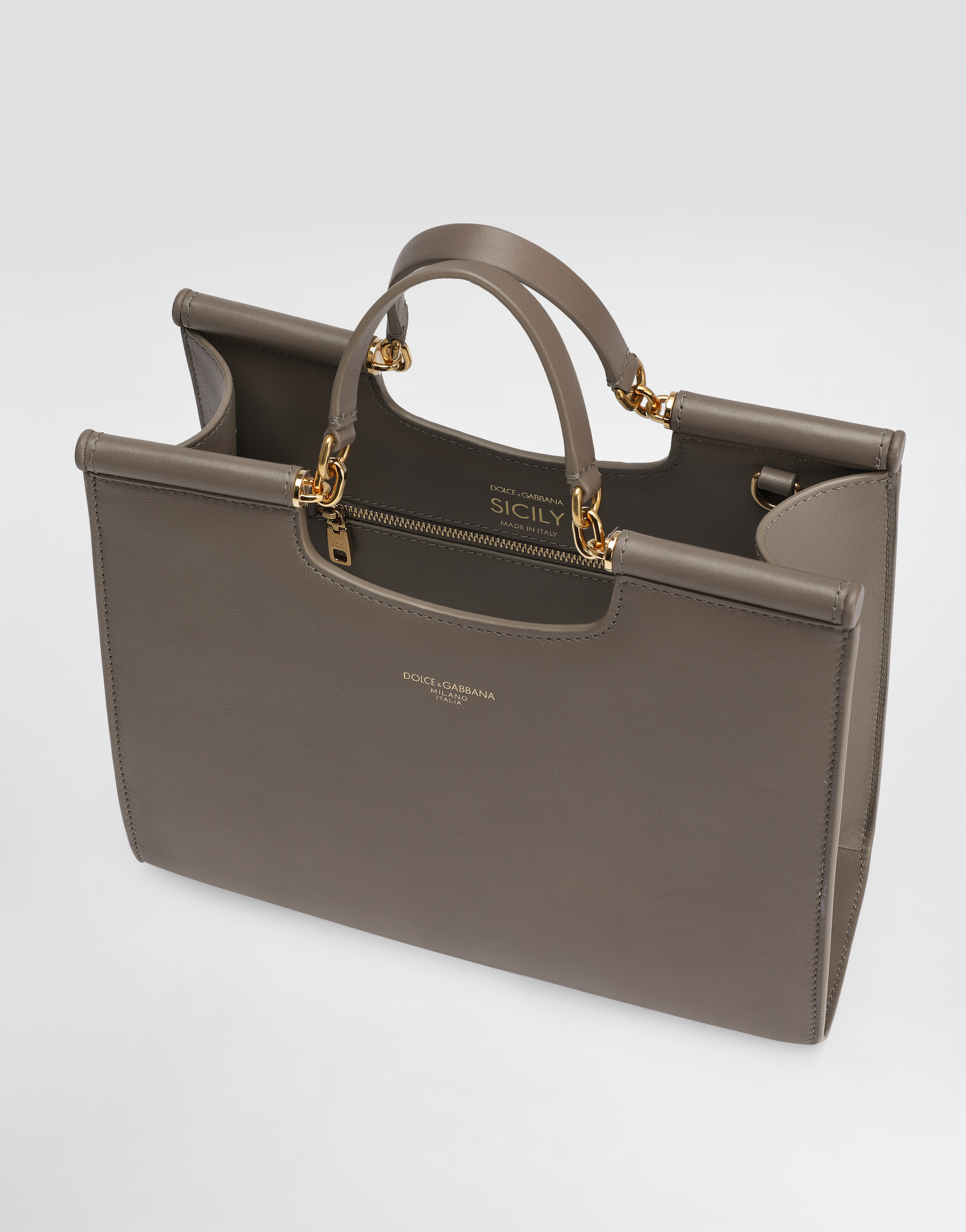Dolce & Gabbana Small Sicily Shopper In Grey