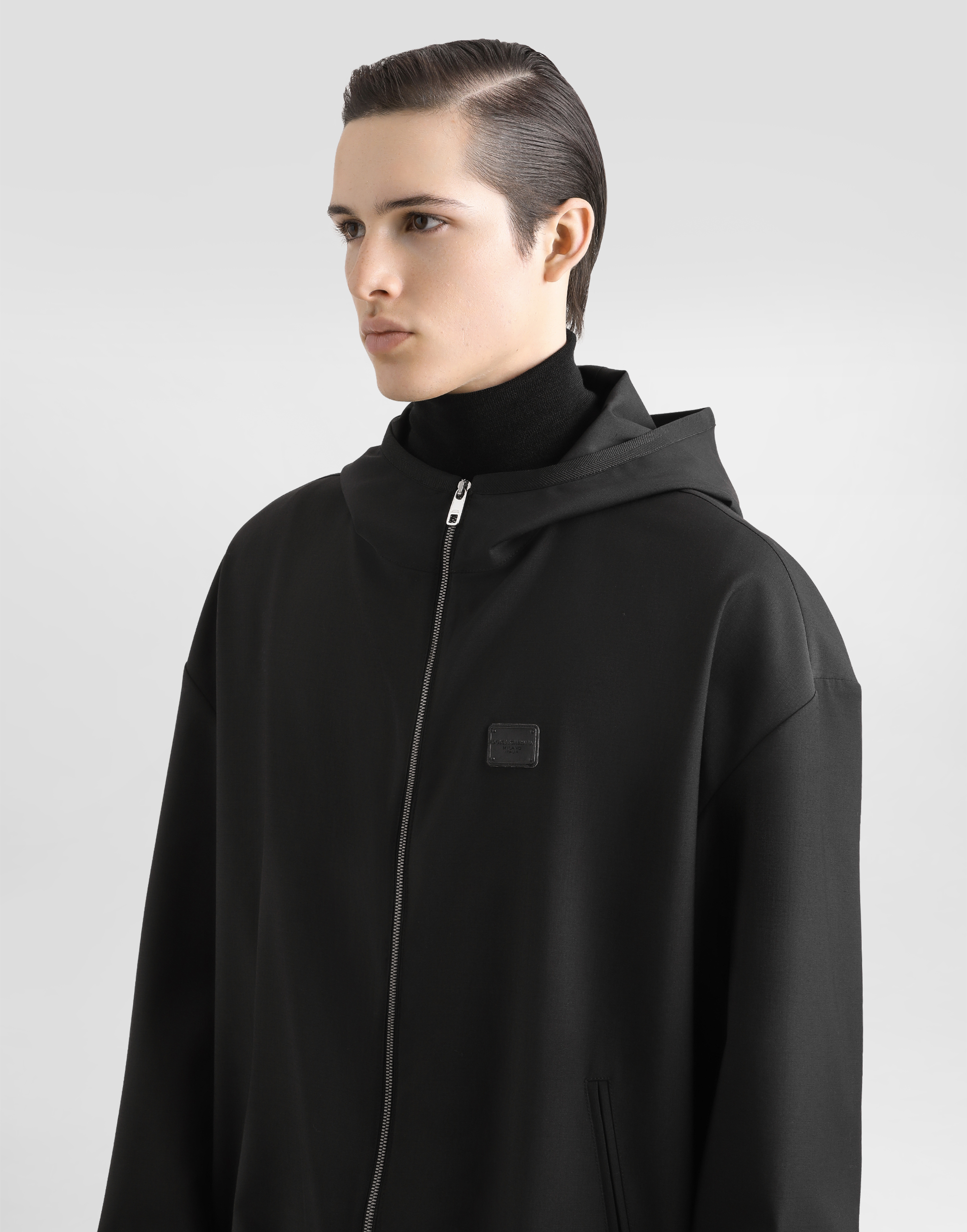 Dolce & Gabbana Hooded Woolen Jacket With Tag In Black