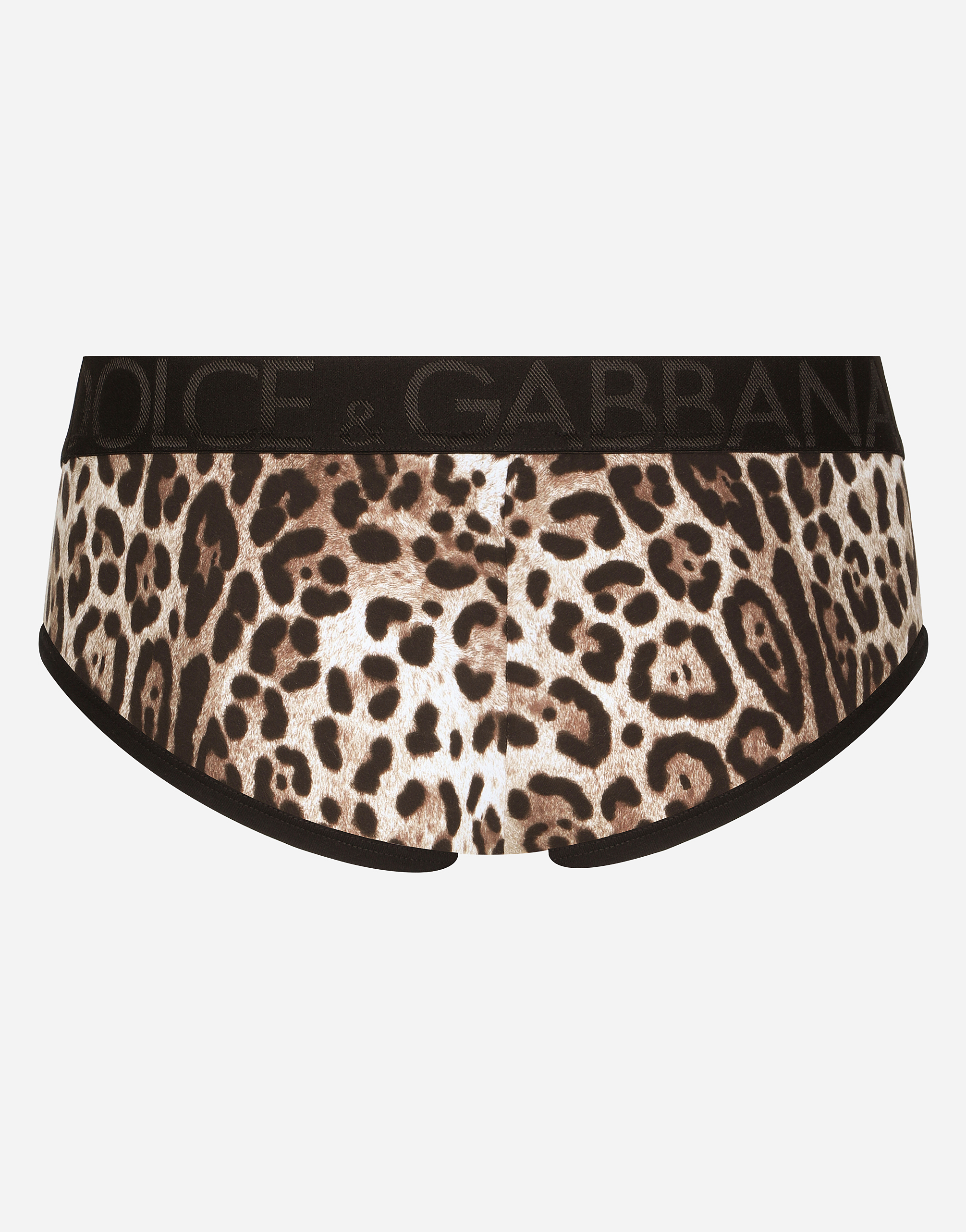 Dolce & Gabbana Logo Leopard Print Stretch Jersey Briefs In アニマリエプリント
