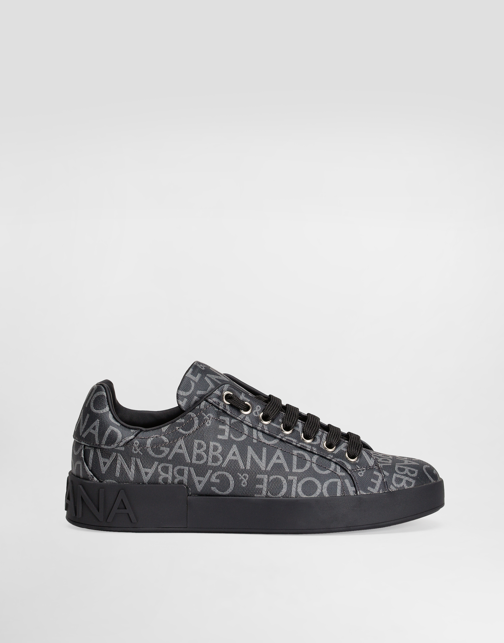 Dolce & Gabbana Coated Jacquard Portofino Sneakers - Man Sneakers Multi-colored Fabric