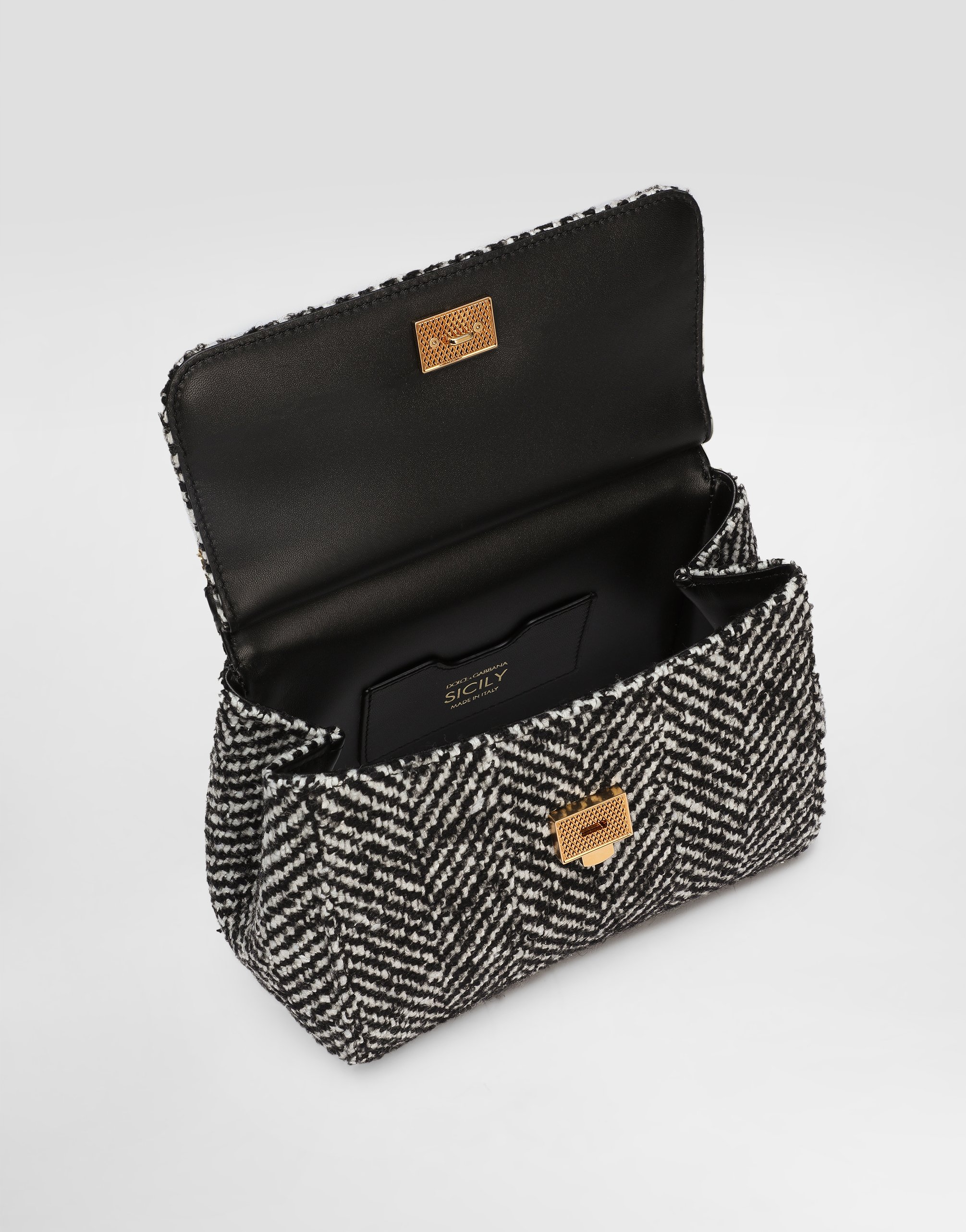 Sicily medium chevron wool handbag