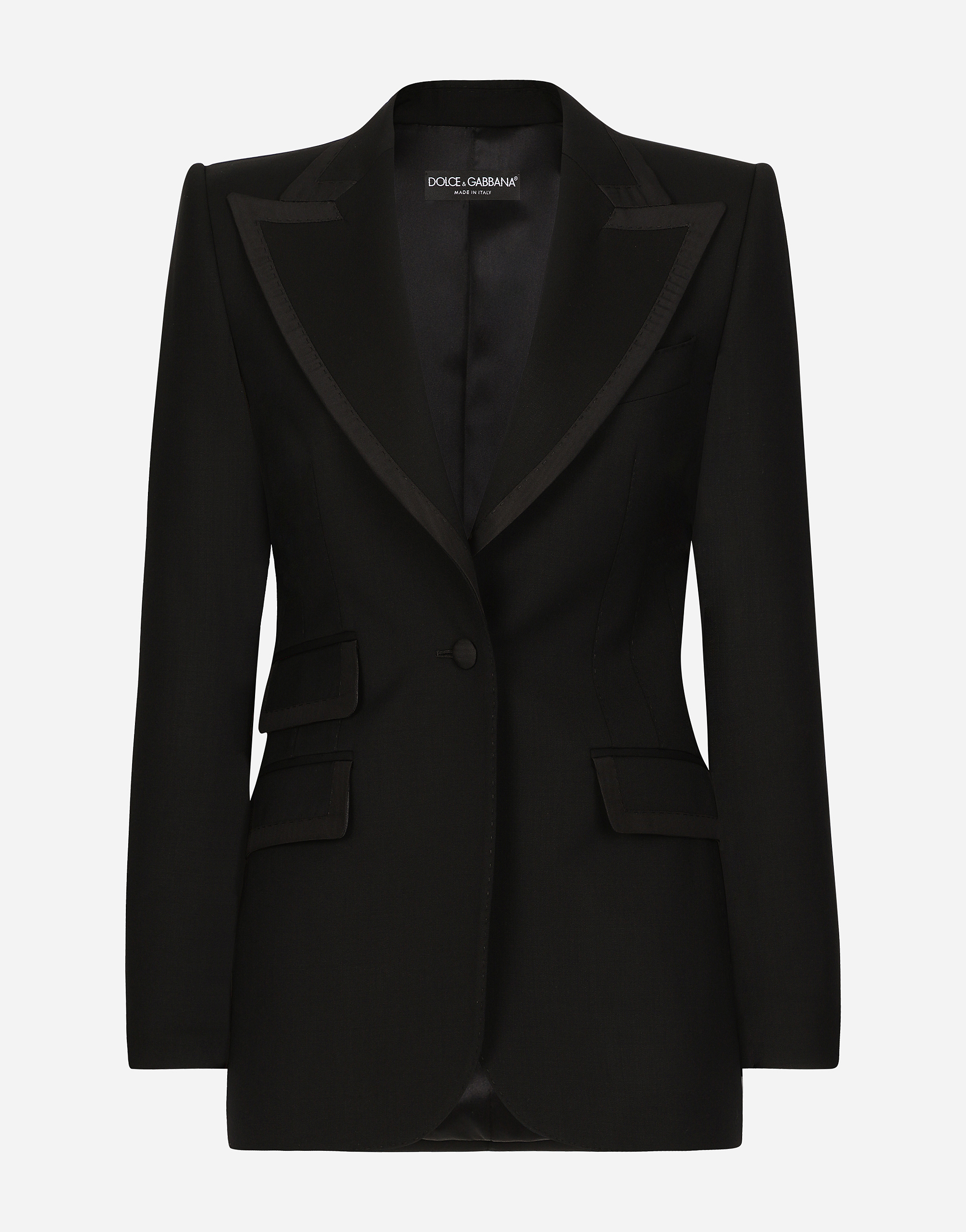 Shop Dolce & Gabbana Single-breasted Twill Turlington Tuxedo Jacket In Black